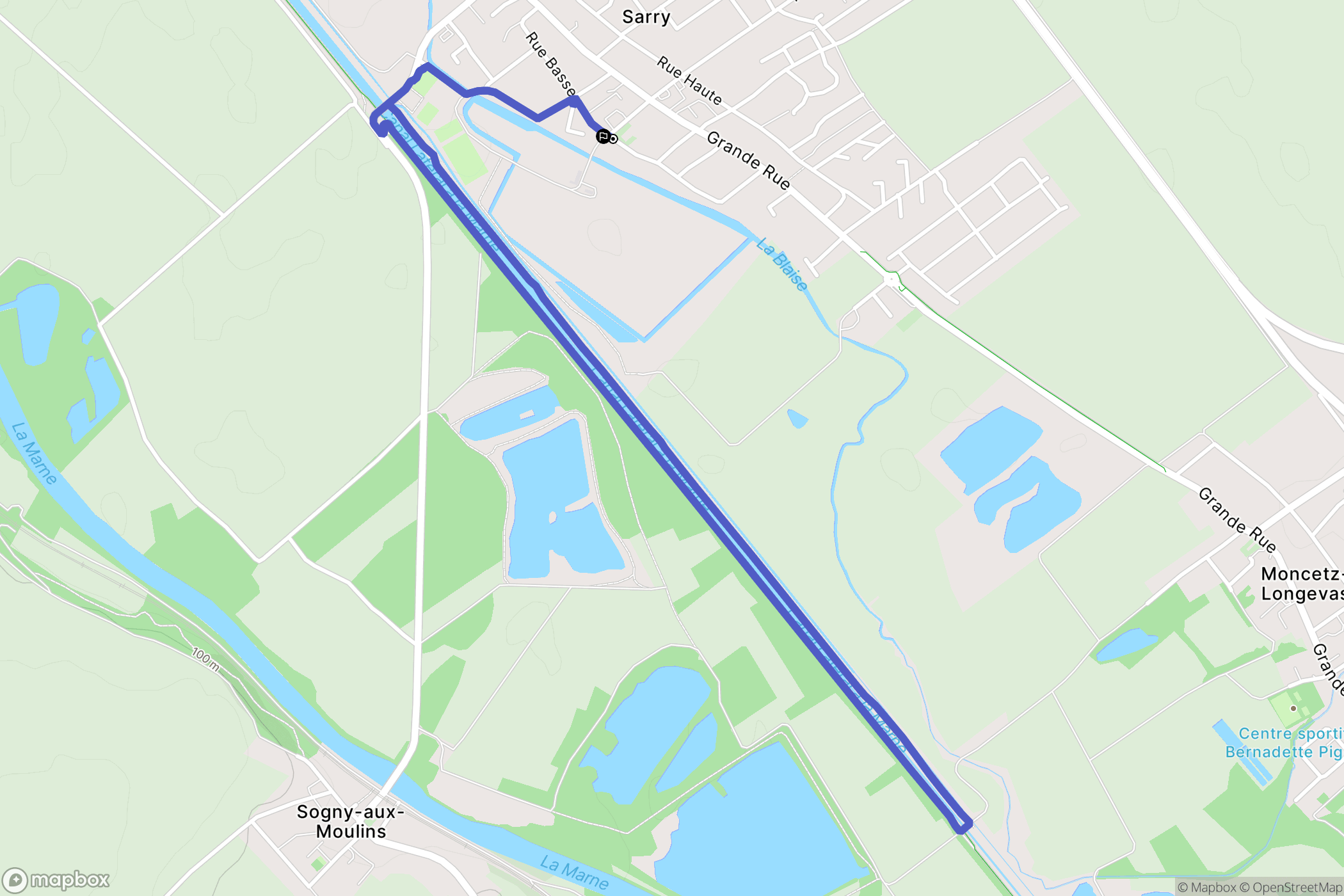 Sarry : carte du parcours de randonnée - France