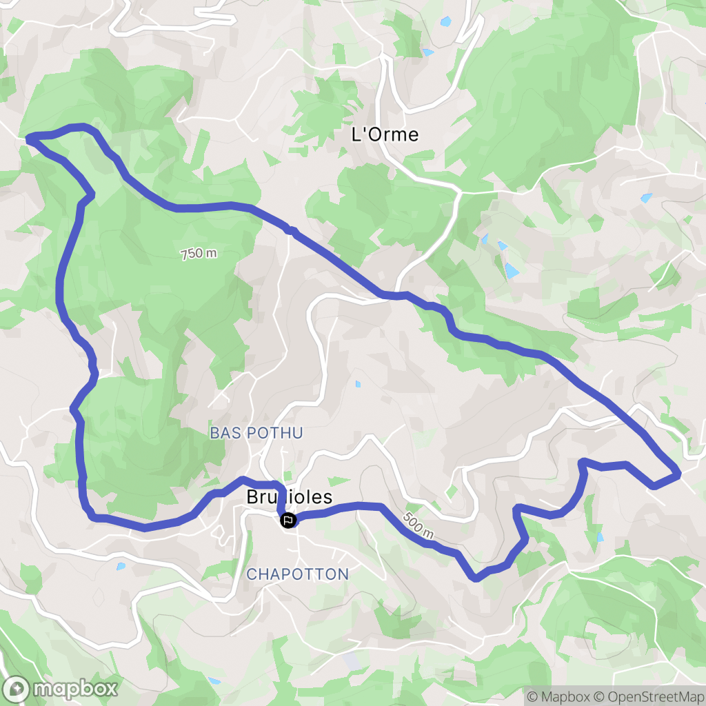 Brullioles : carte du parcours de randonnée - France