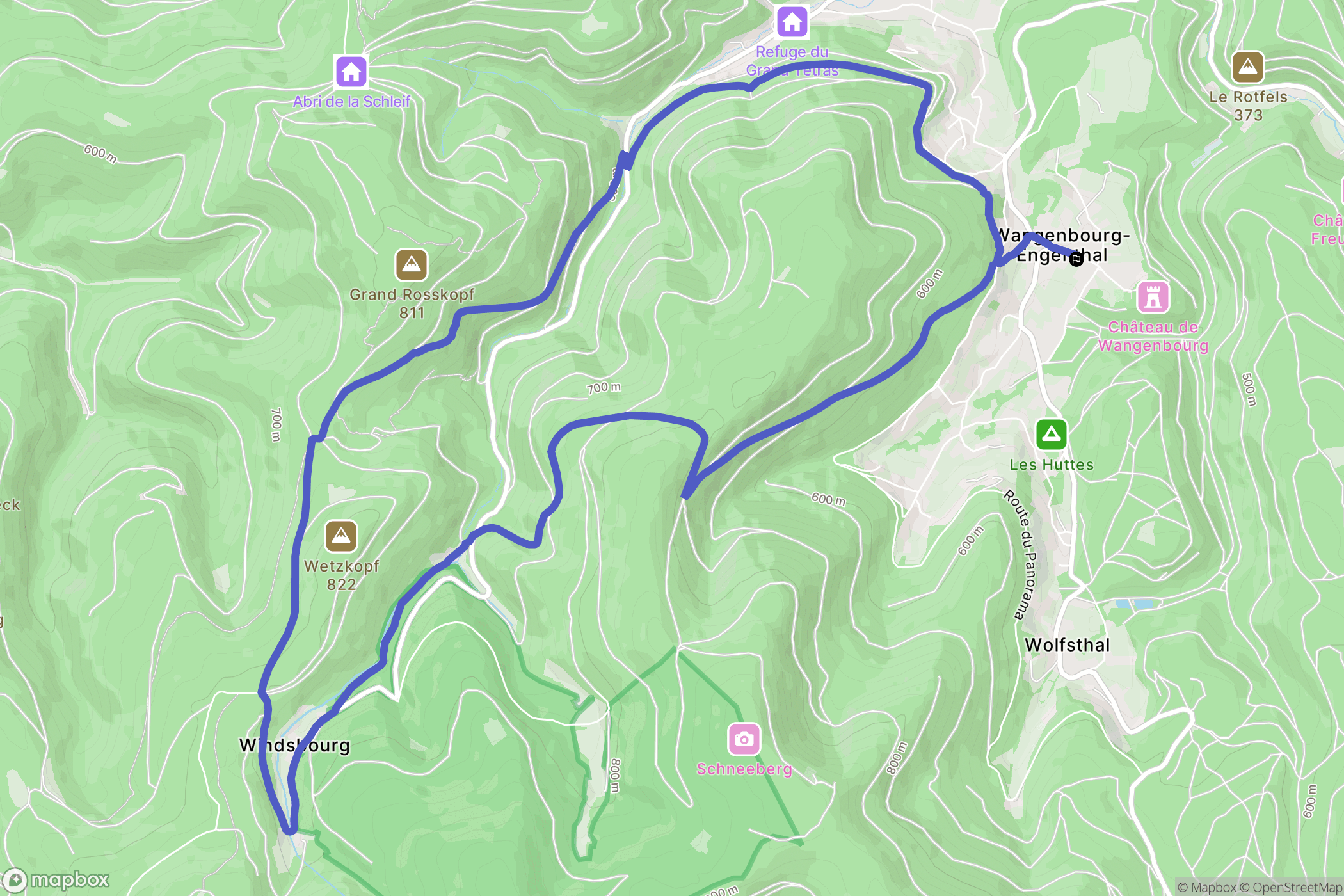 Wangenbourg-Engenthal : carte du parcours de randonnée - France
