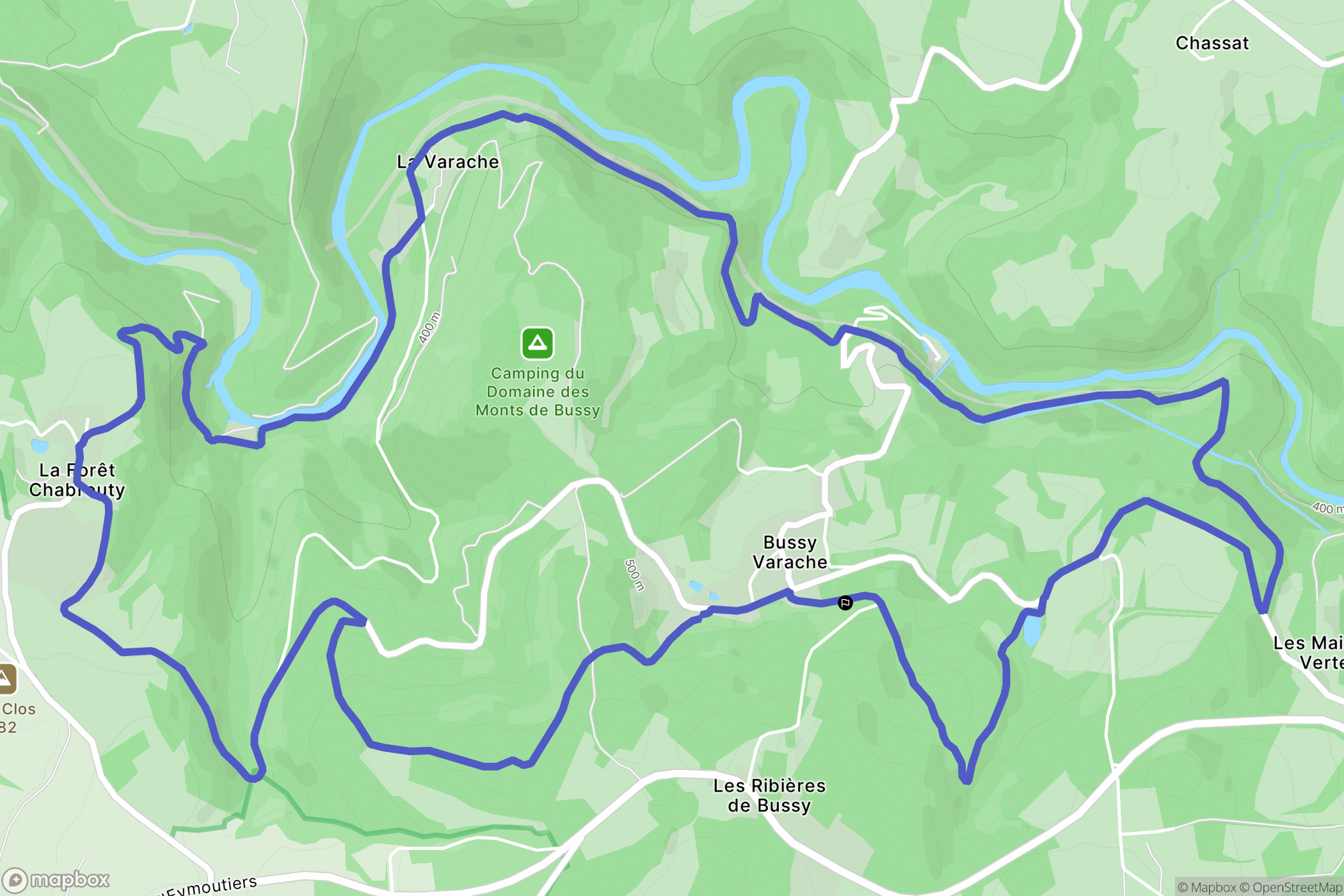 Eymoutiers : carte du parcours de randonnée - France