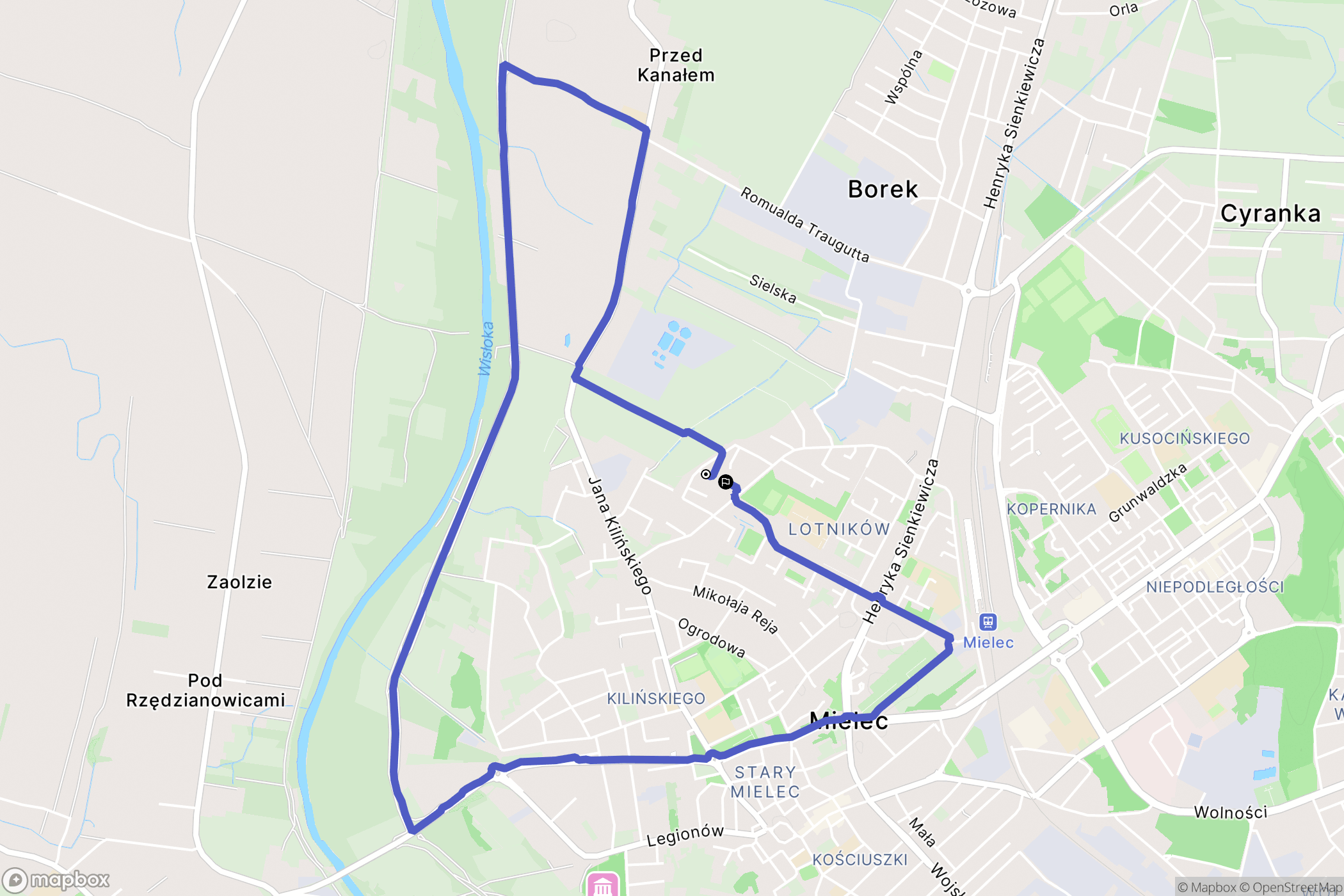 Mielec: mapa trasy - Poland