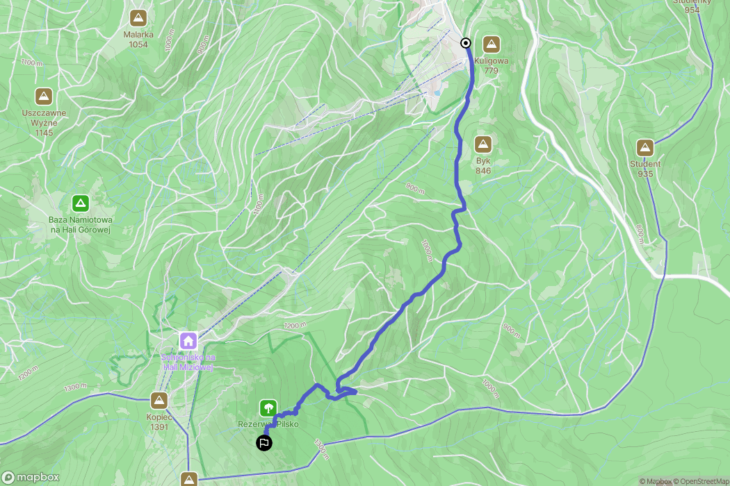 Korbielów: mapa trasy - Poland