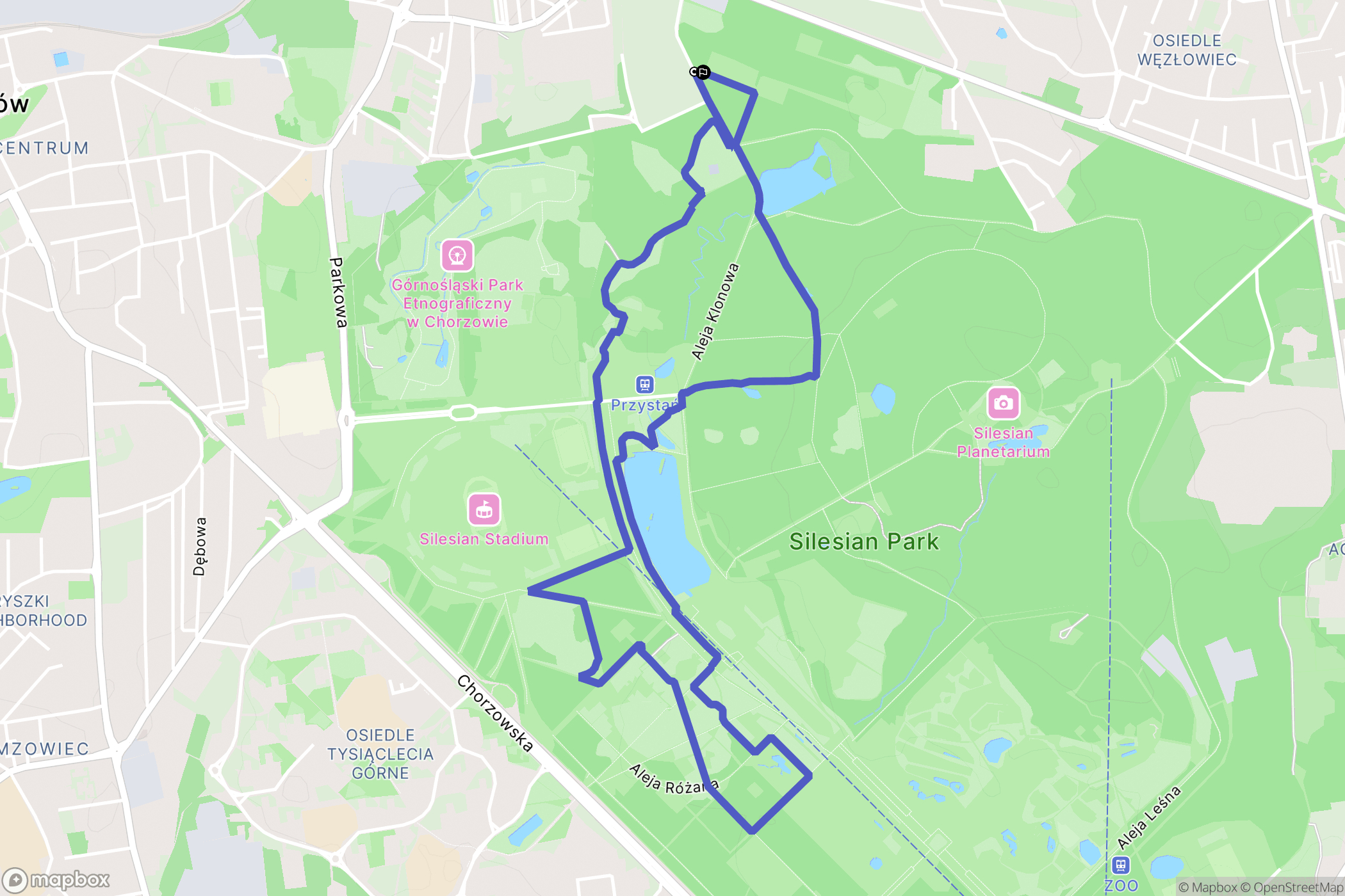 Chorzów: mapa trasy - Poland