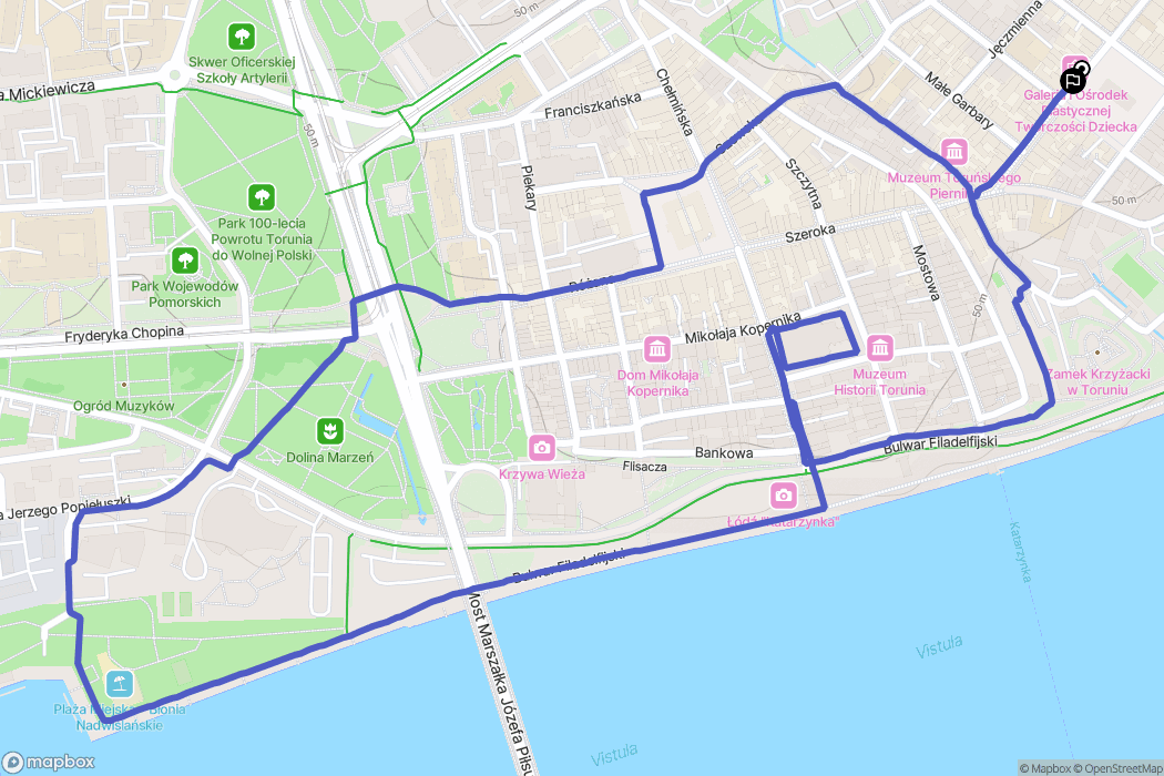 Toruń: mapa trasy - Poland