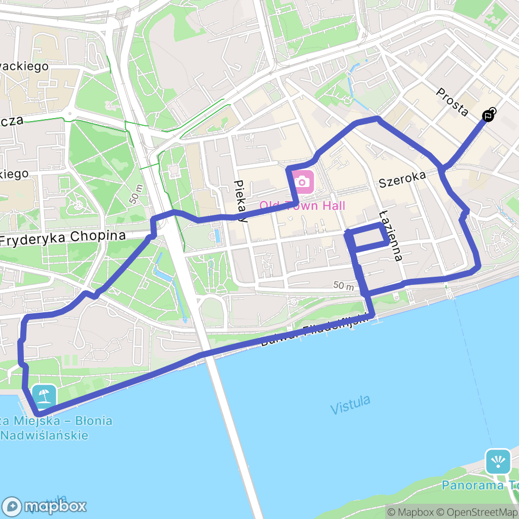 Toruń: mapa trasy - Poland