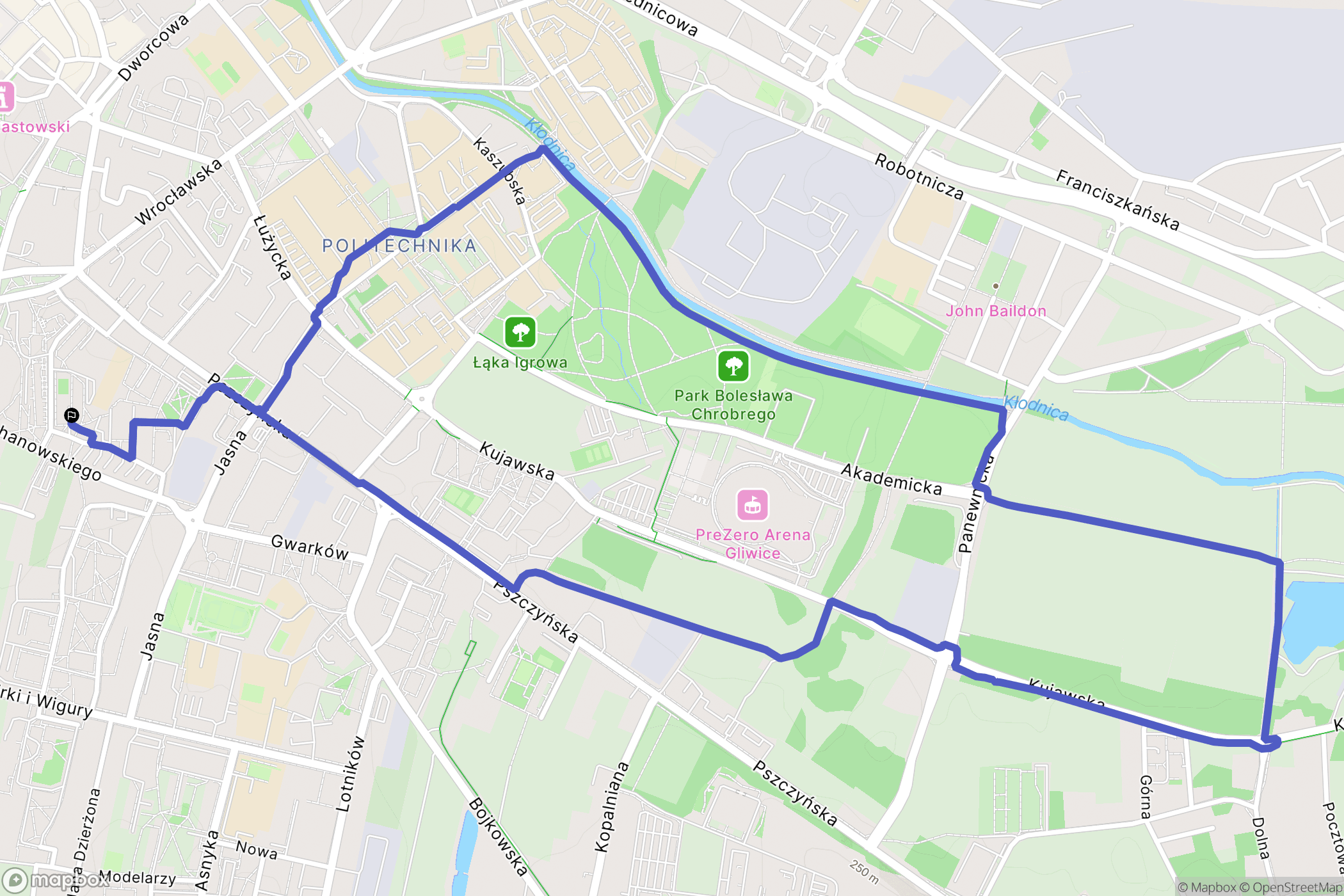 Gliwice: mapa trasy - Poland