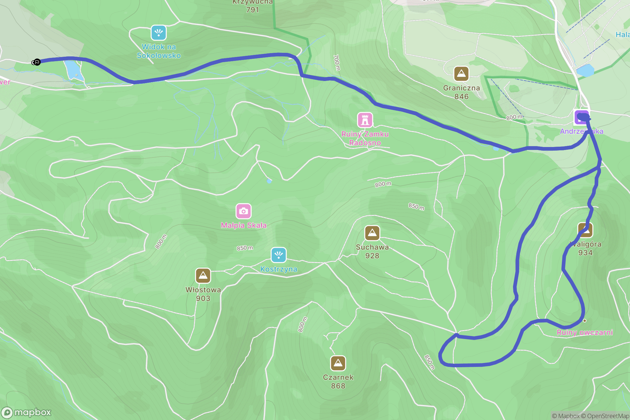 Sokołowsko: mapa trasy - Poland