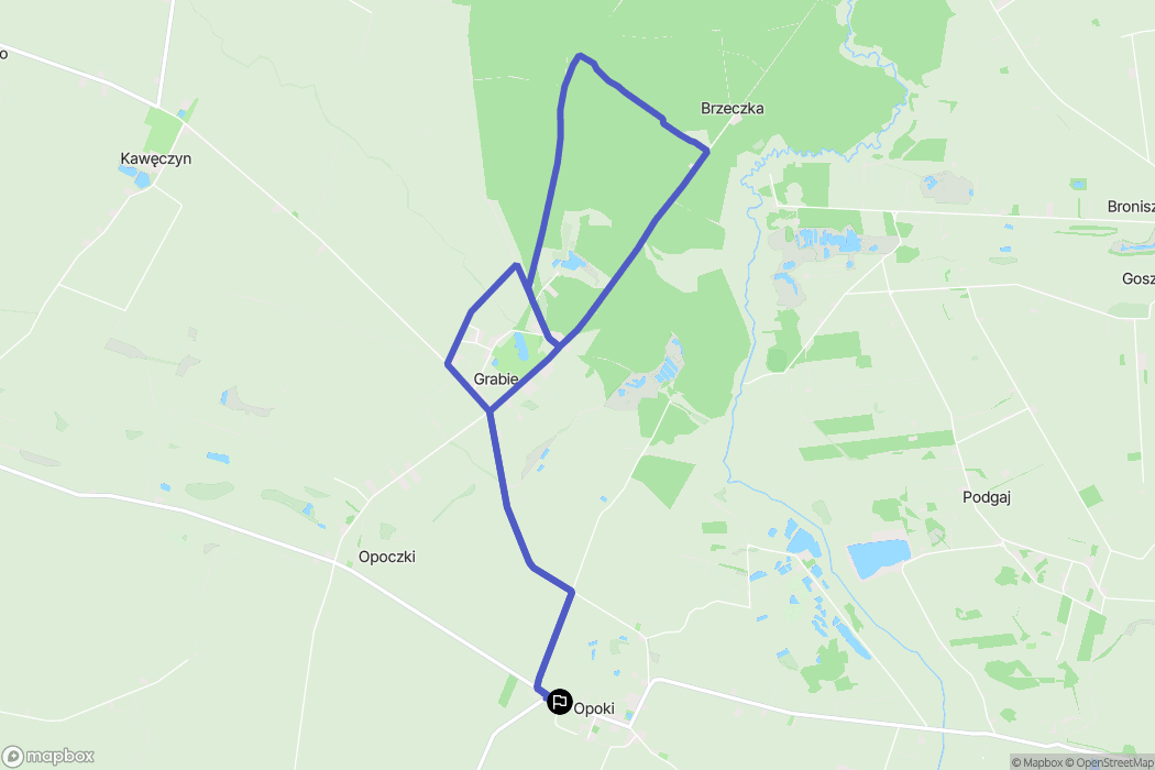 Opoki: mapa trasy - Poland