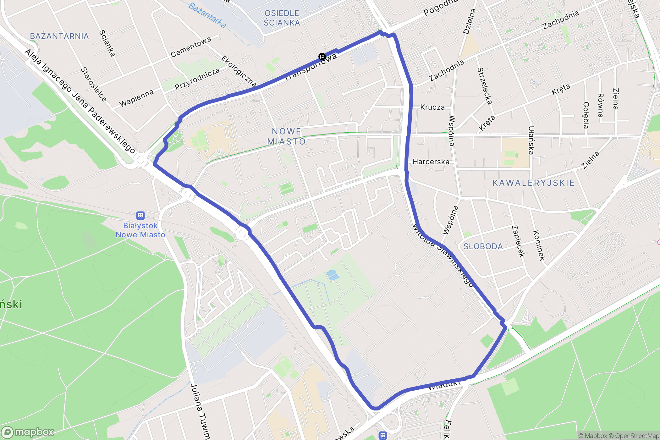 Białystok: mapa trasy - Poland