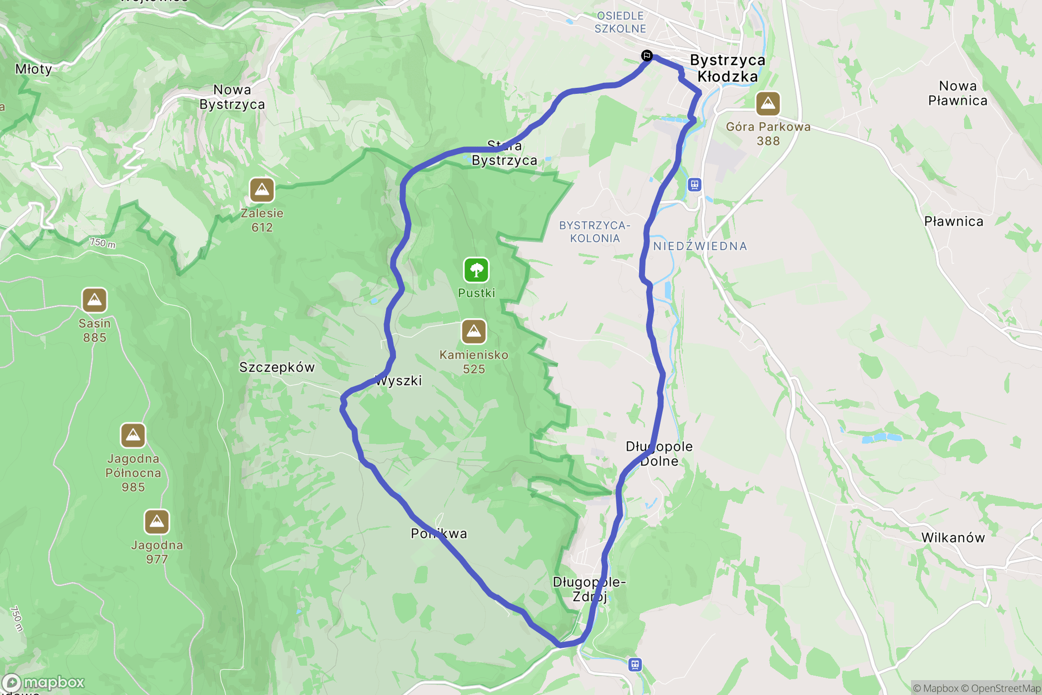 Bystrzyca Kłodzka: mapa trasy - Poland