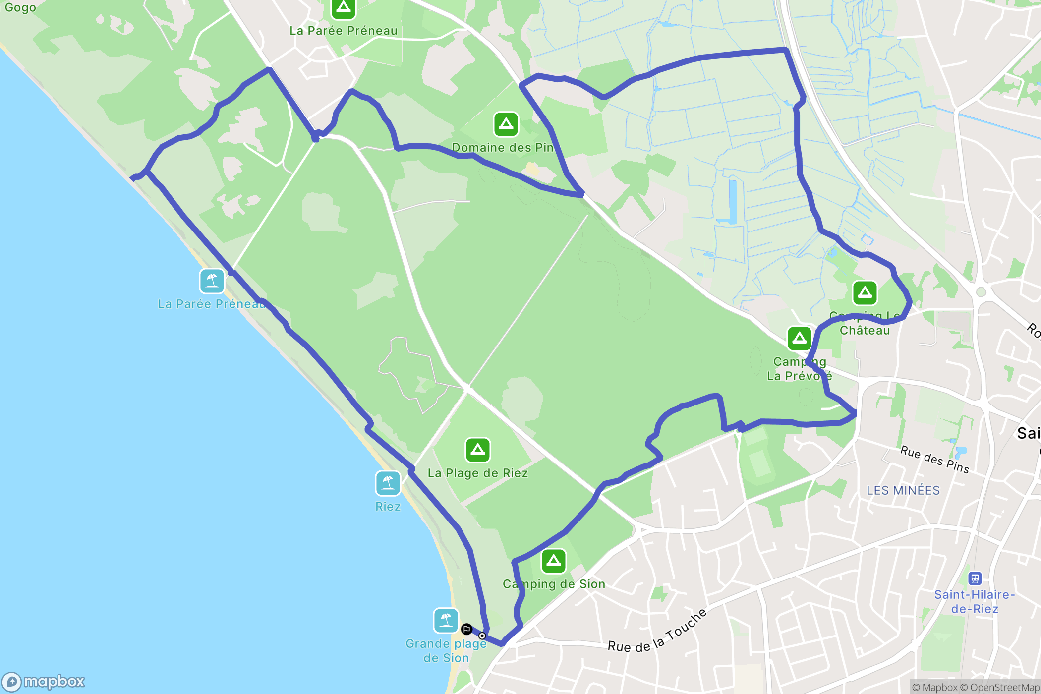 Saint-Hilaire-de-Riez : carte du parcours de randonnée - France