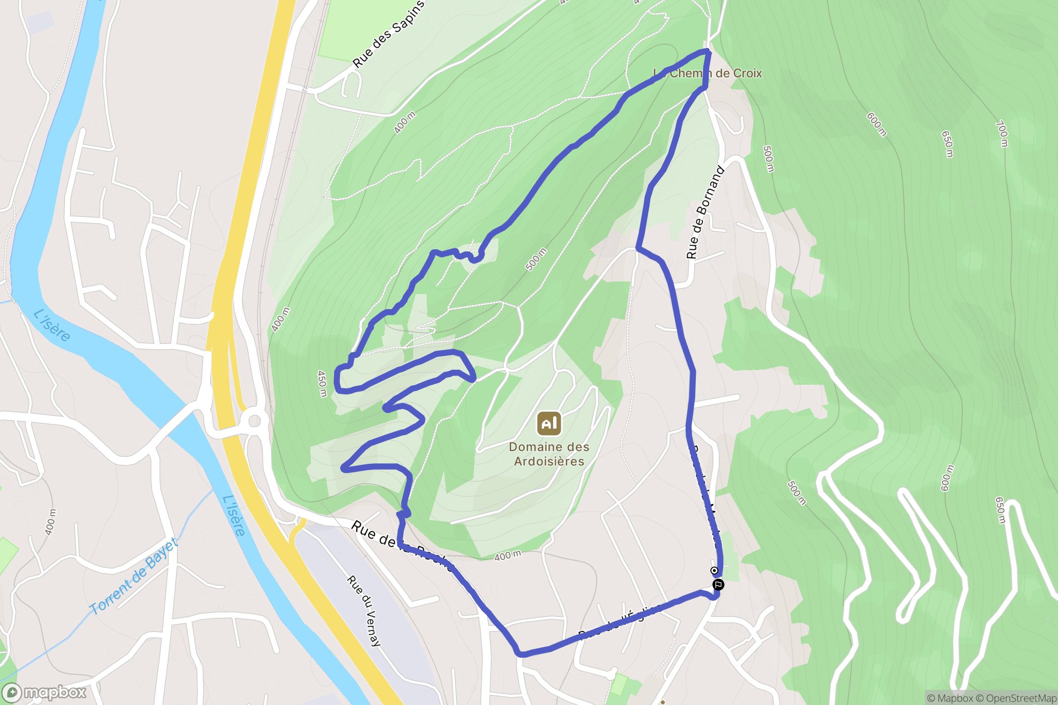 Cevins : carte du parcours de randonnée - France