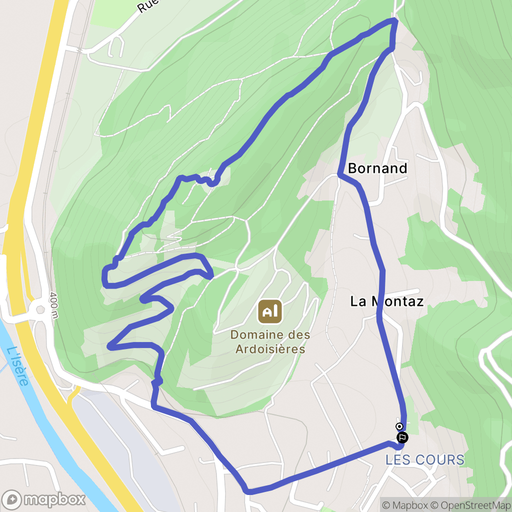 Cevins : carte du parcours de randonnée - France
