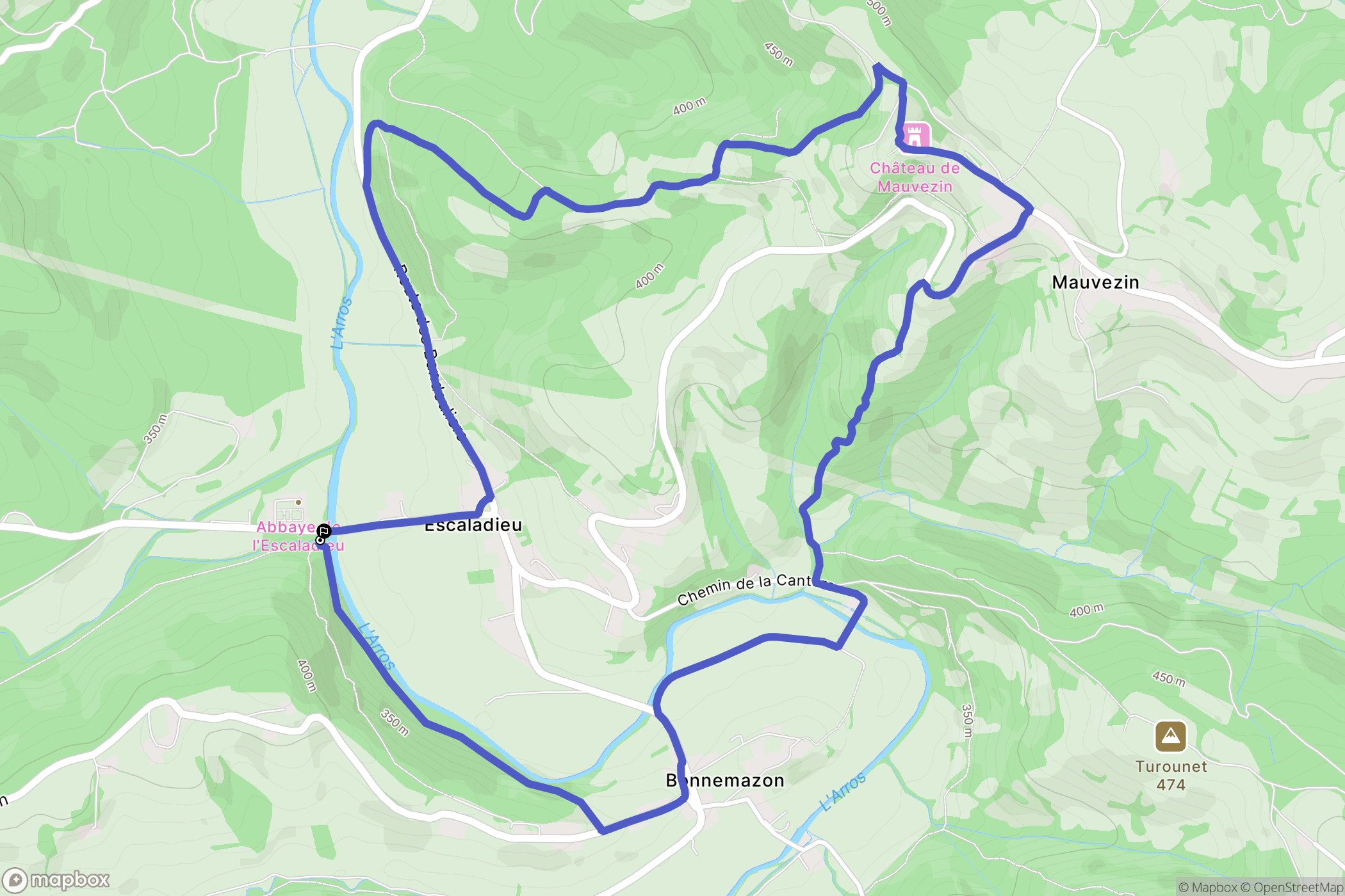 Bonnemazon : carte du parcours de randonnée - France