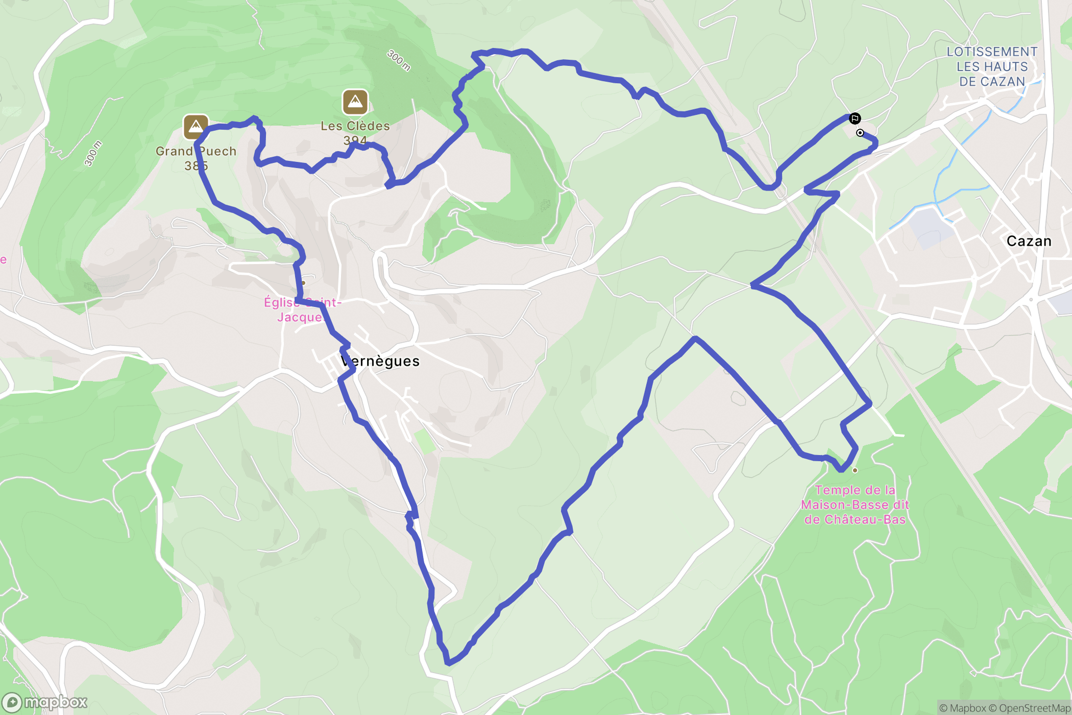 Vernègues : carte du parcours de randonnée - France