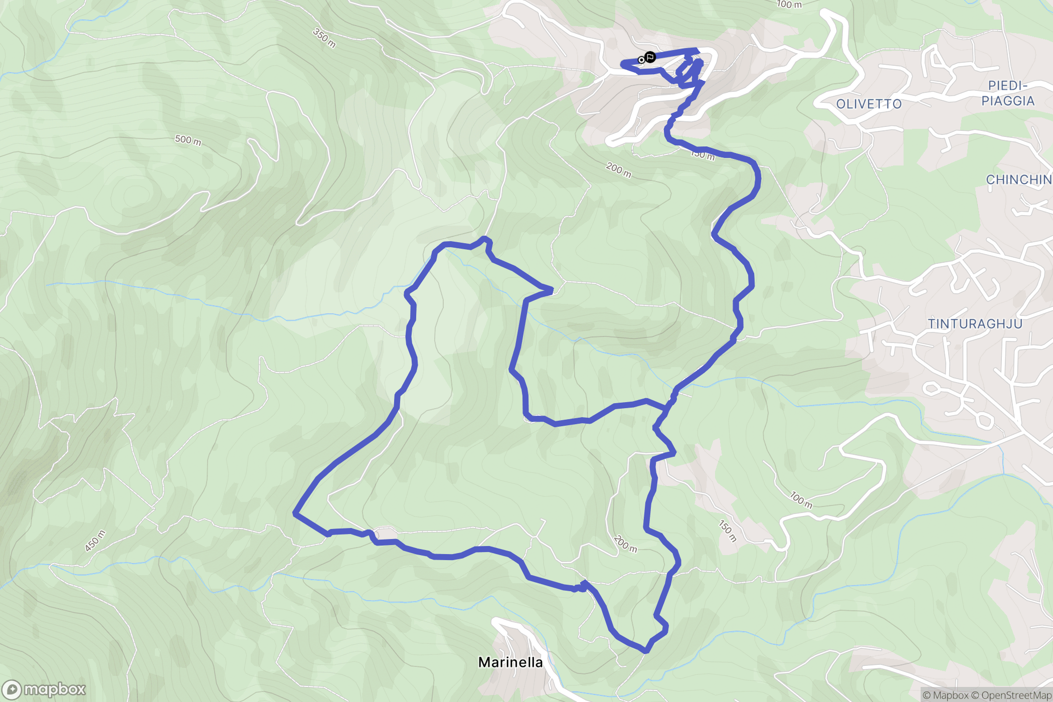 Furiani : carte du parcours de randonnée - France