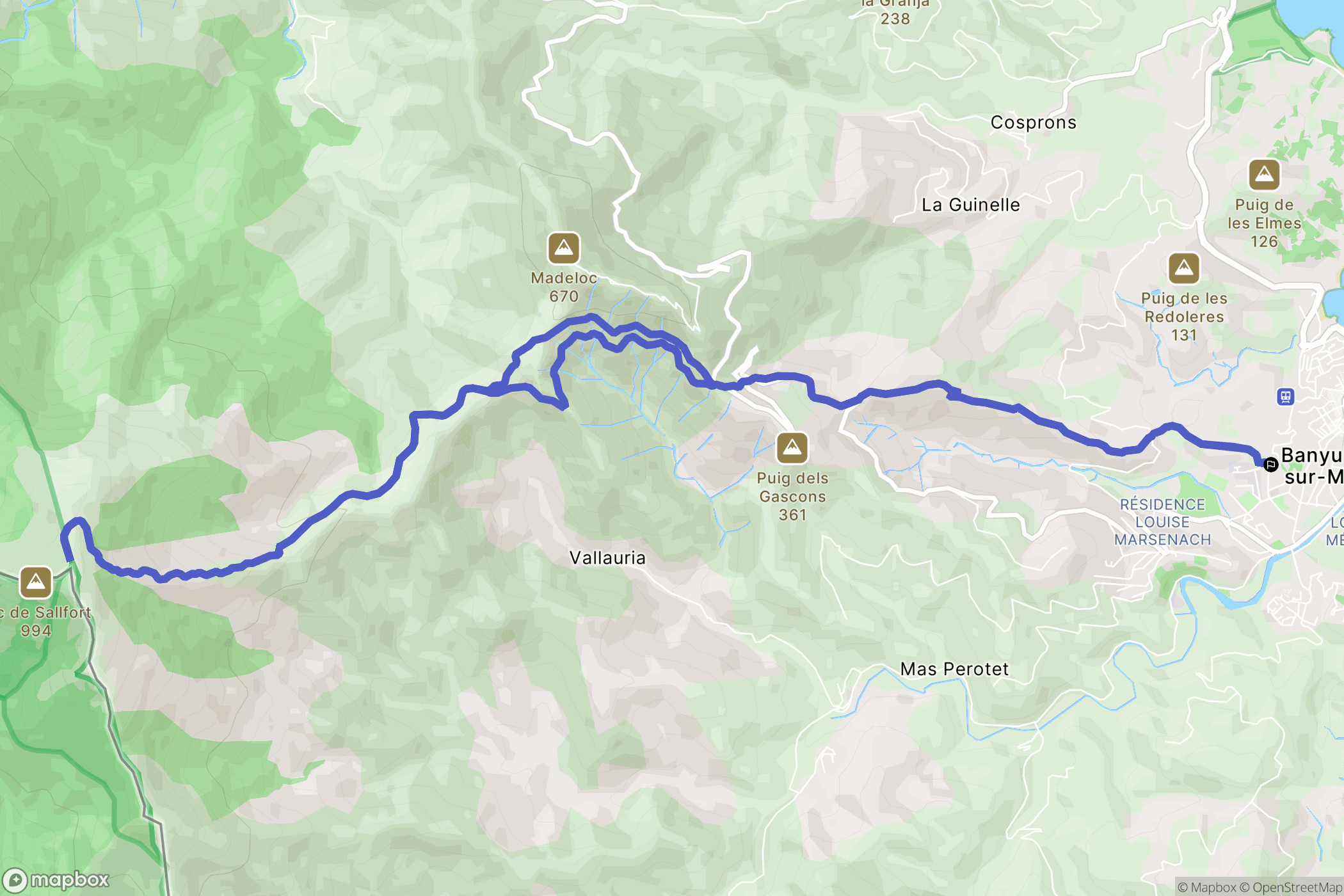 Banyuls-sur-Mer : carte du parcours de randonnée - France