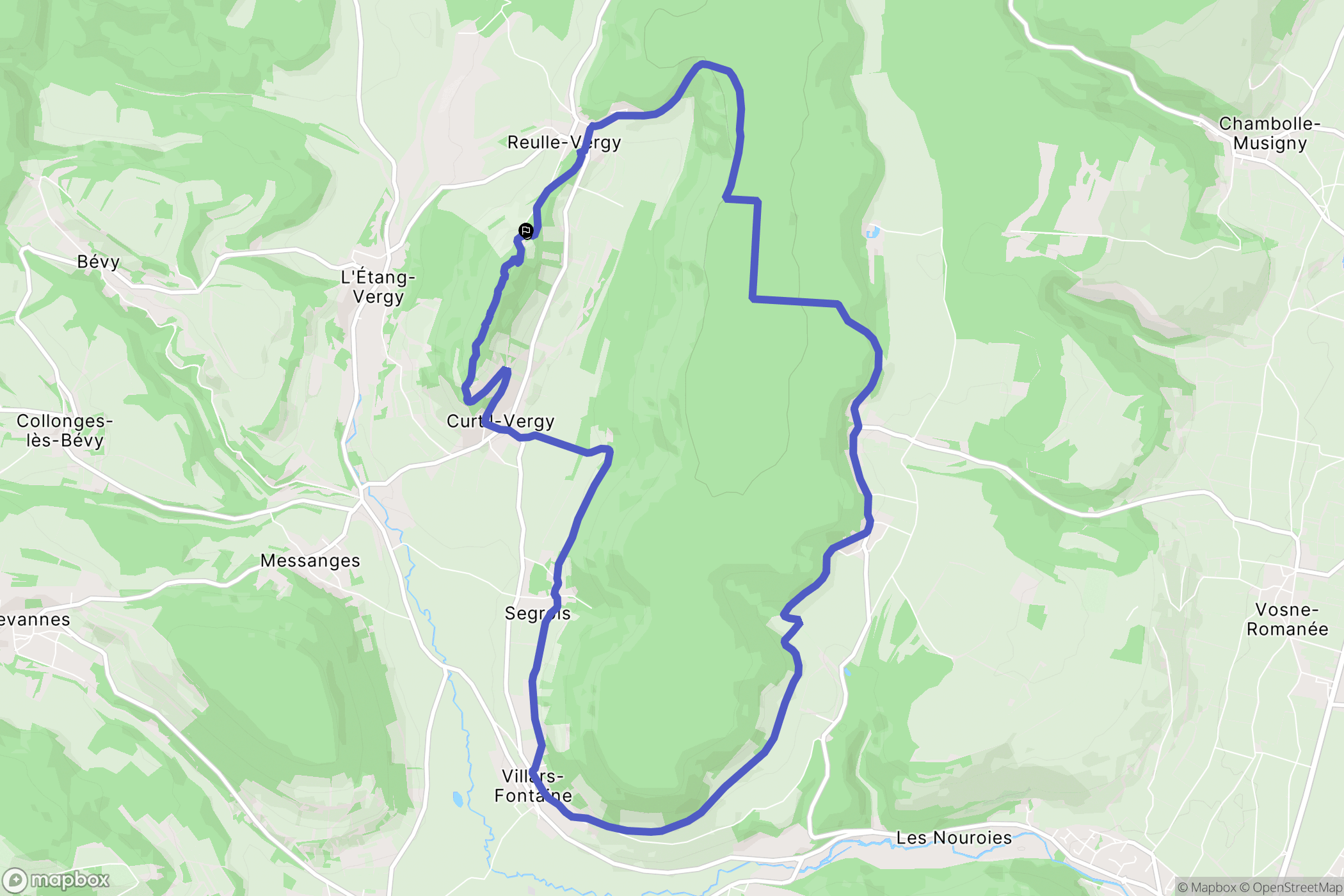 Reulle-Vergy : carte du parcours de randonnée - France