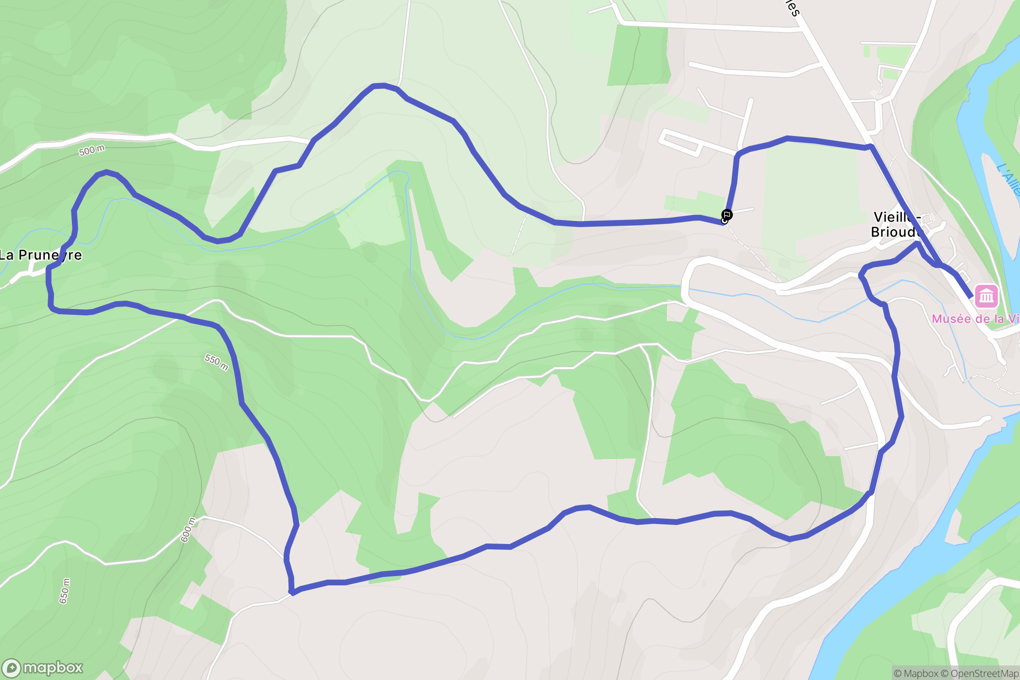 Vieille-Brioude : carte du parcours de randonnée - France