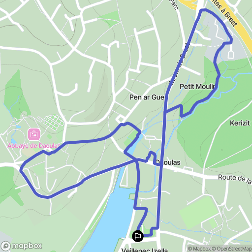 Daoulas : carte du parcours de randonnée - France