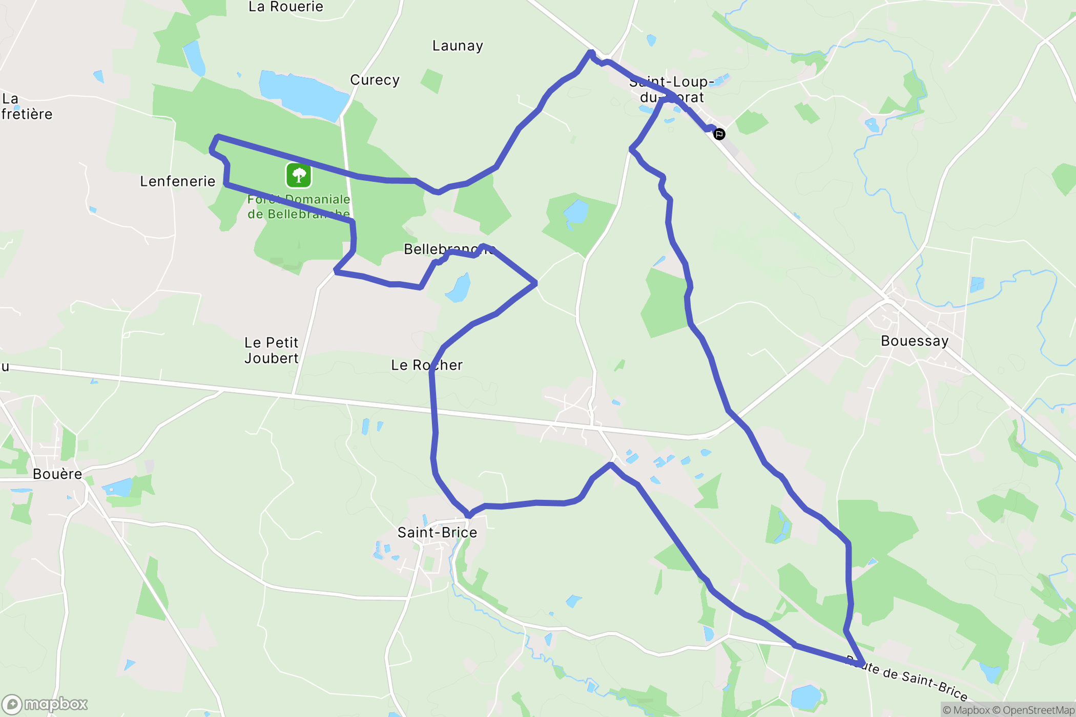 Saint-Loup-du-Dorat : carte du parcours de randonnée - France
