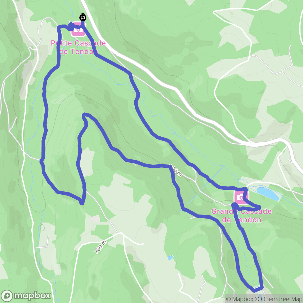 Tendon : carte du parcours de randonnée - France