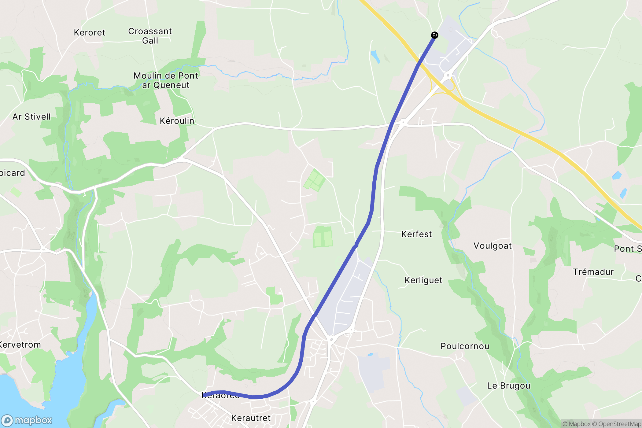 Concarneau : carte du parcours de randonnée - France