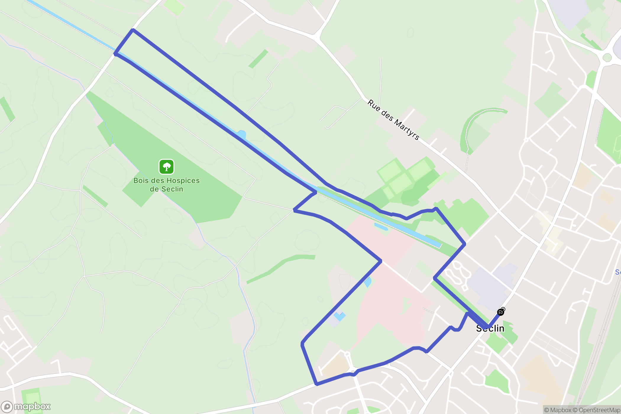 Seclin : carte du parcours de randonnée - France