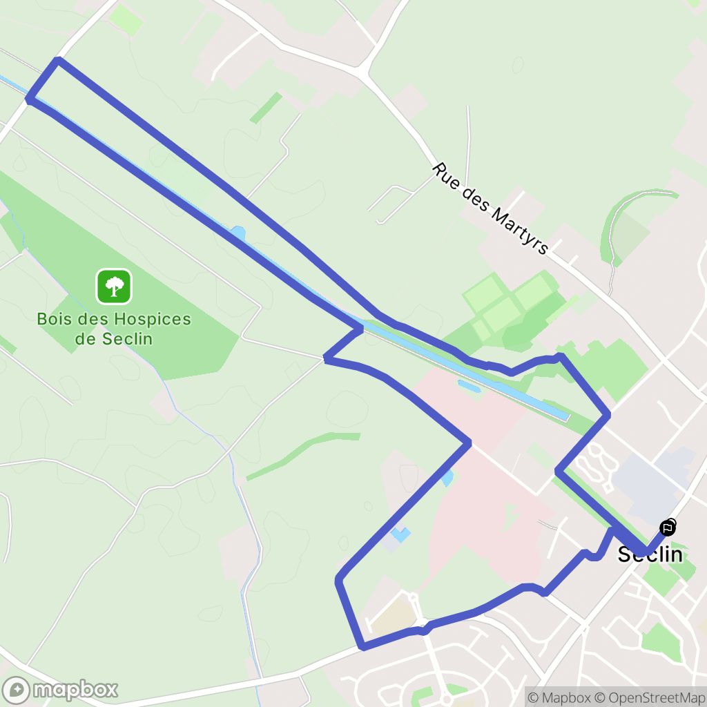 Seclin : carte du parcours de randonnée - France
