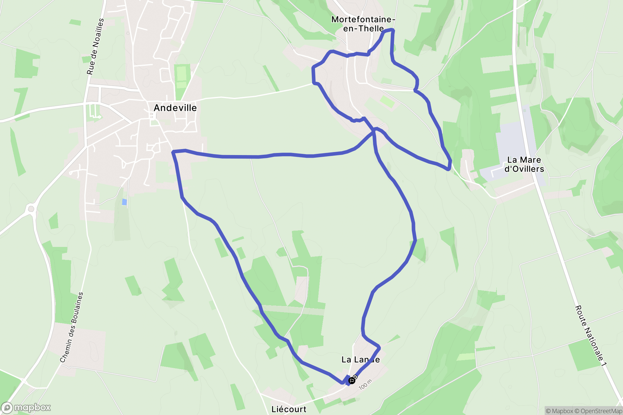 Esches : carte du parcours de randonnée - France