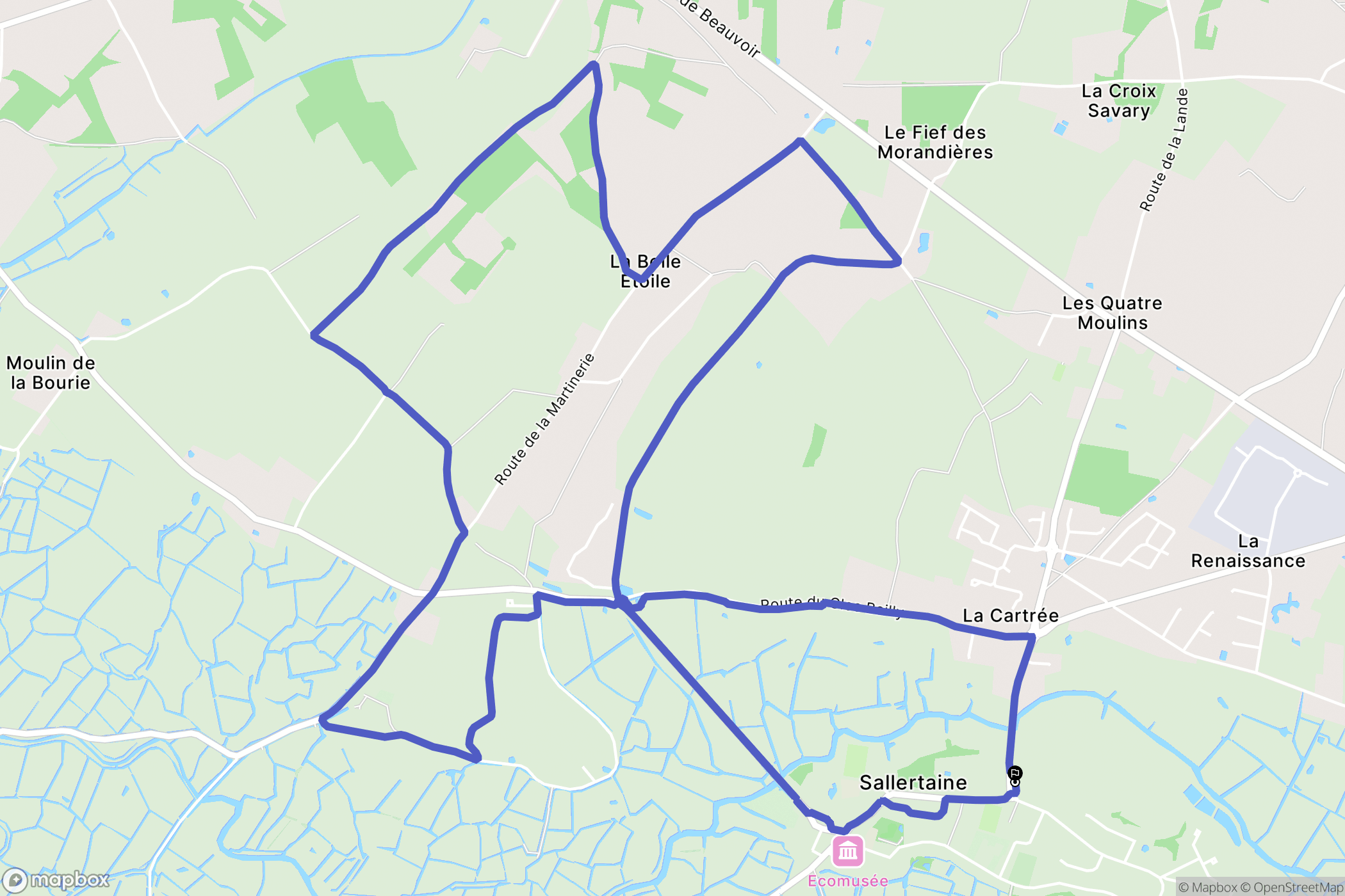 Sallertaine : carte du parcours de randonnée - France