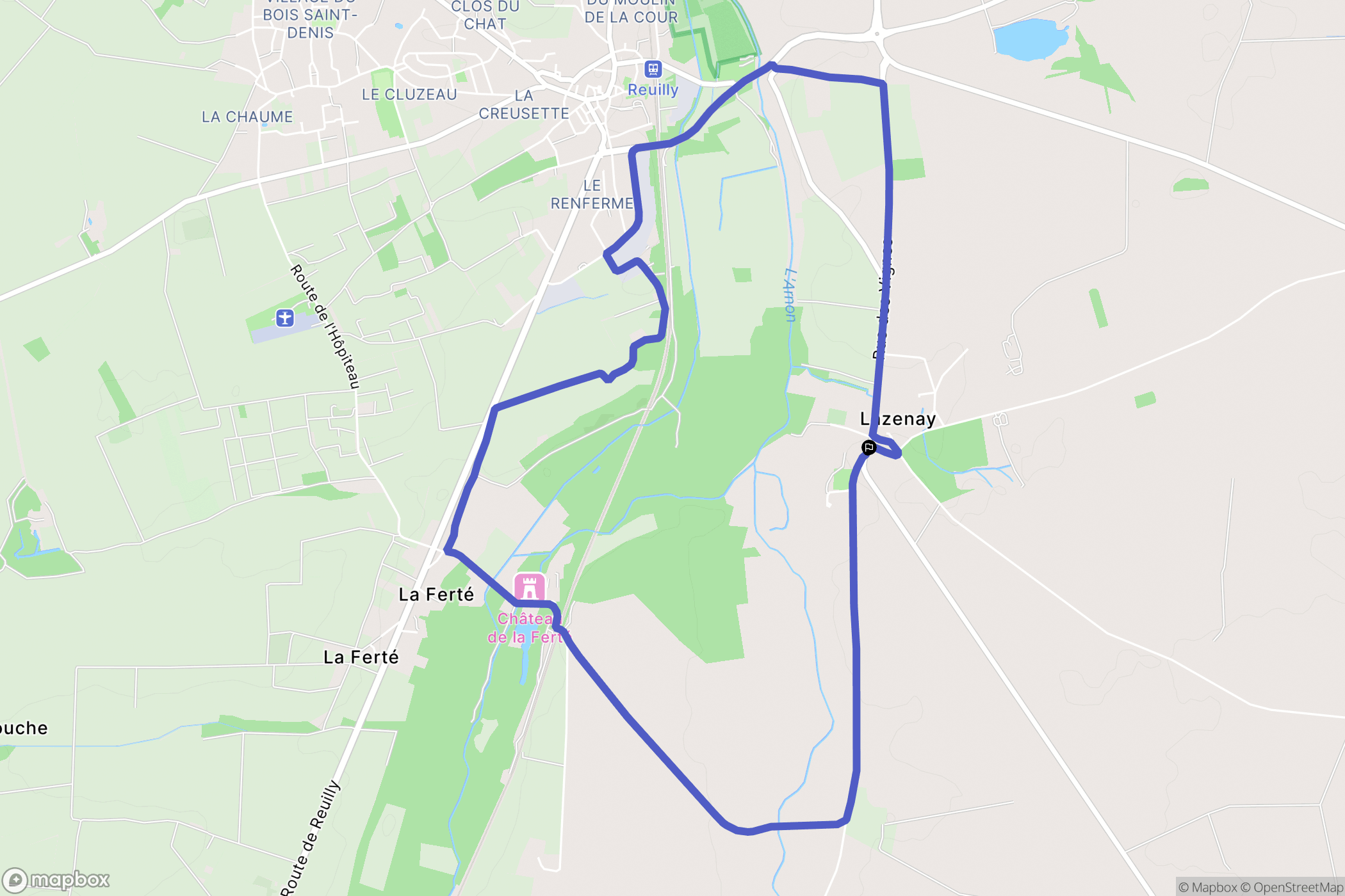 Lazenay : carte du parcours de randonnée - France
