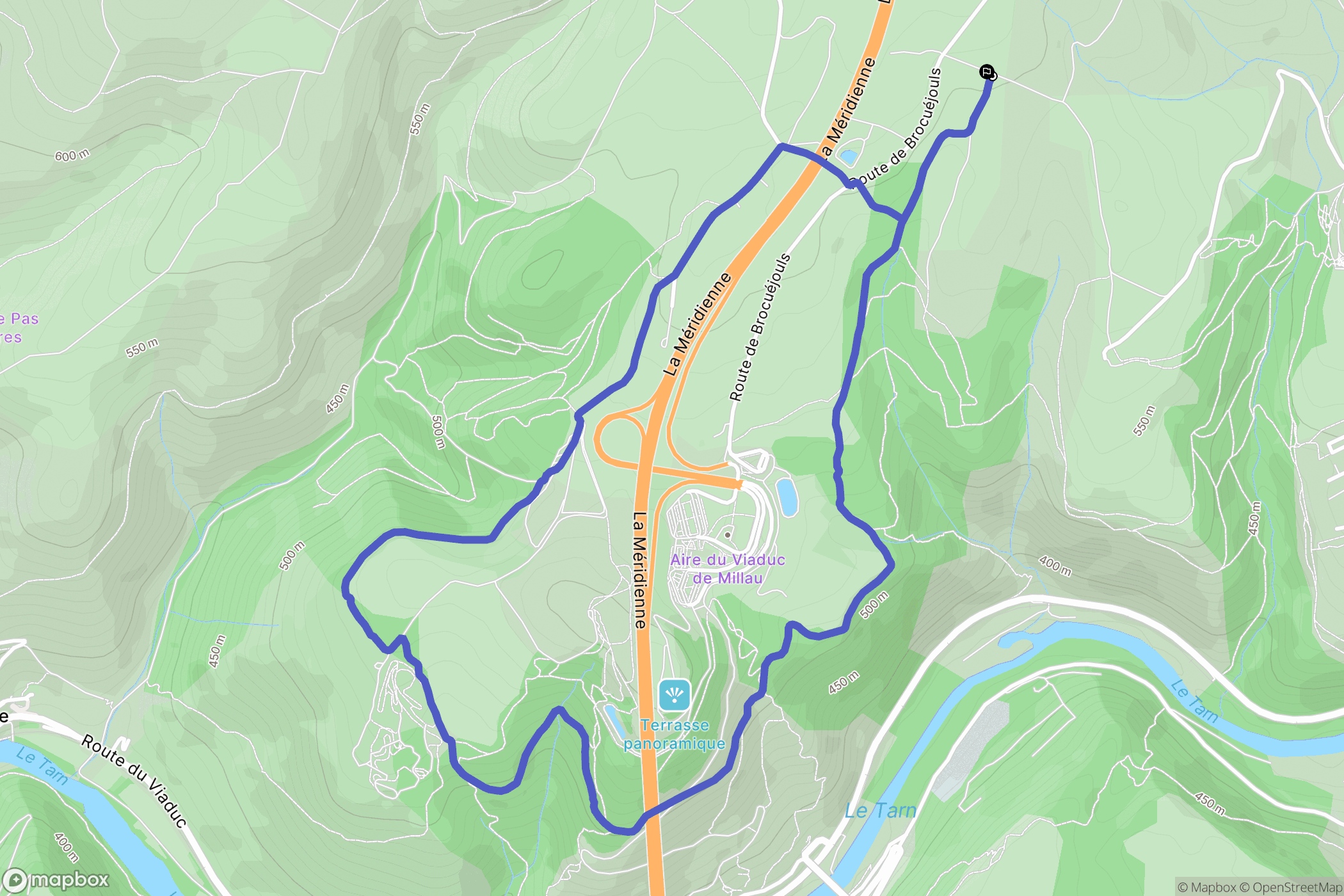 Millau : carte du parcours de randonnée - France