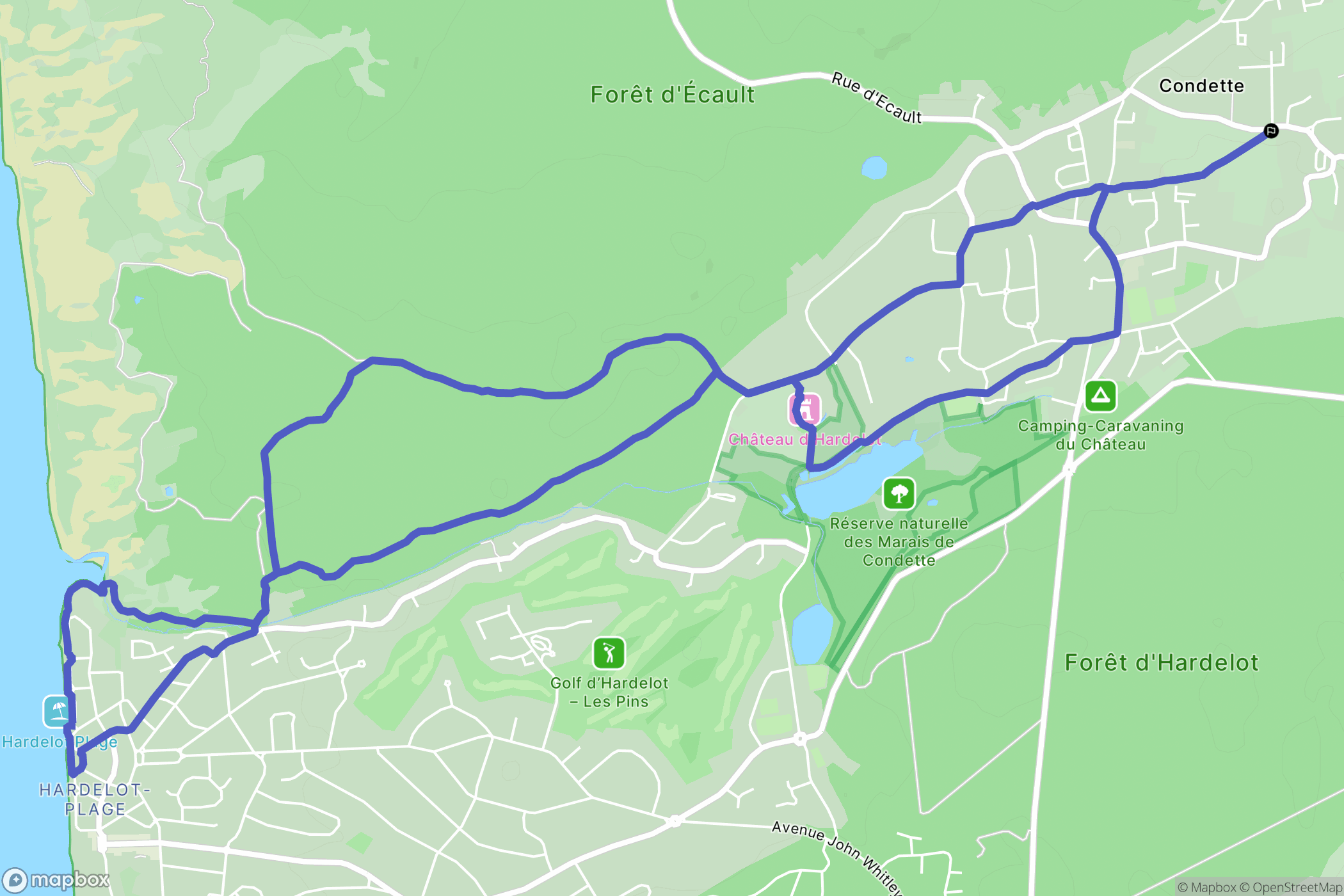 Condette : carte du parcours de randonnée - France