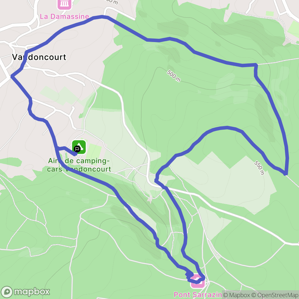 Vandoncourt : carte du parcours de randonnée - France