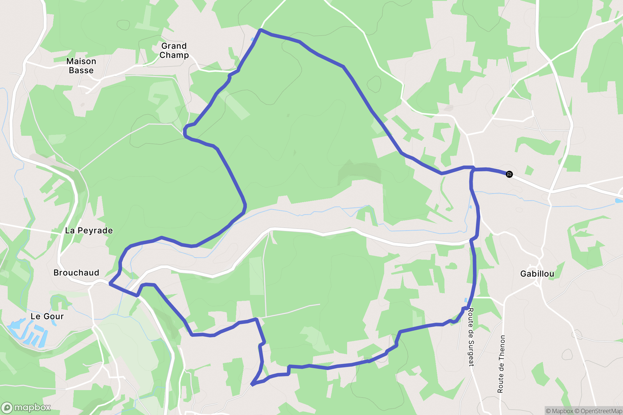 Gabillou : carte du parcours de randonnée - France