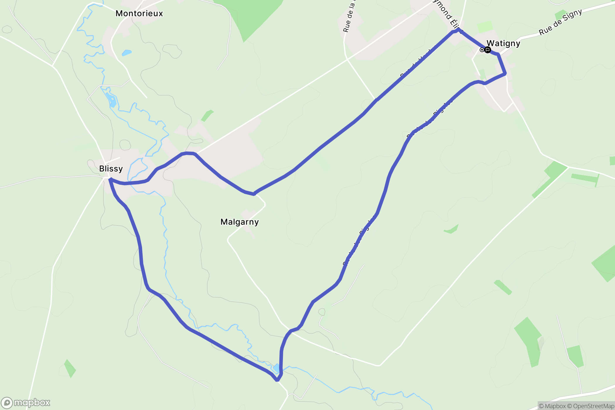Watigny : carte du parcours de randonnée - France