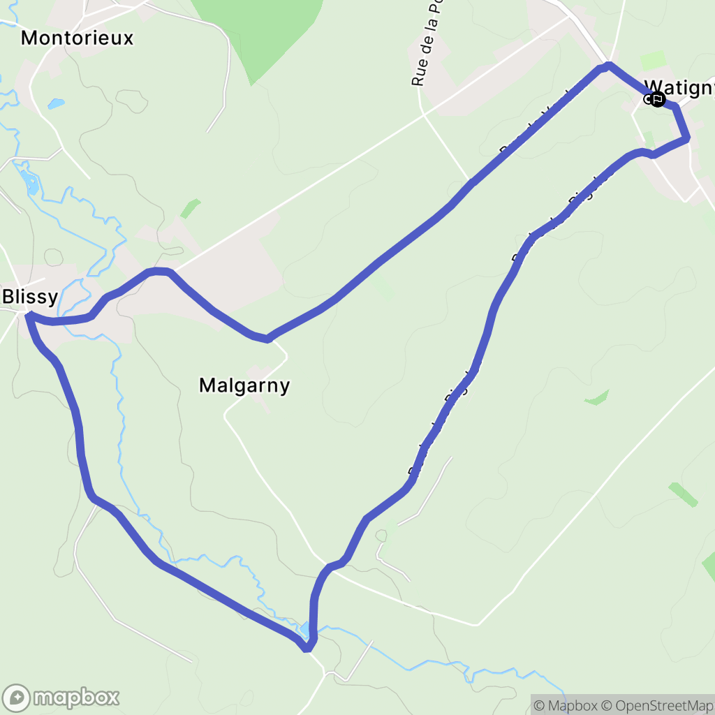 Watigny : carte du parcours de randonnée - France