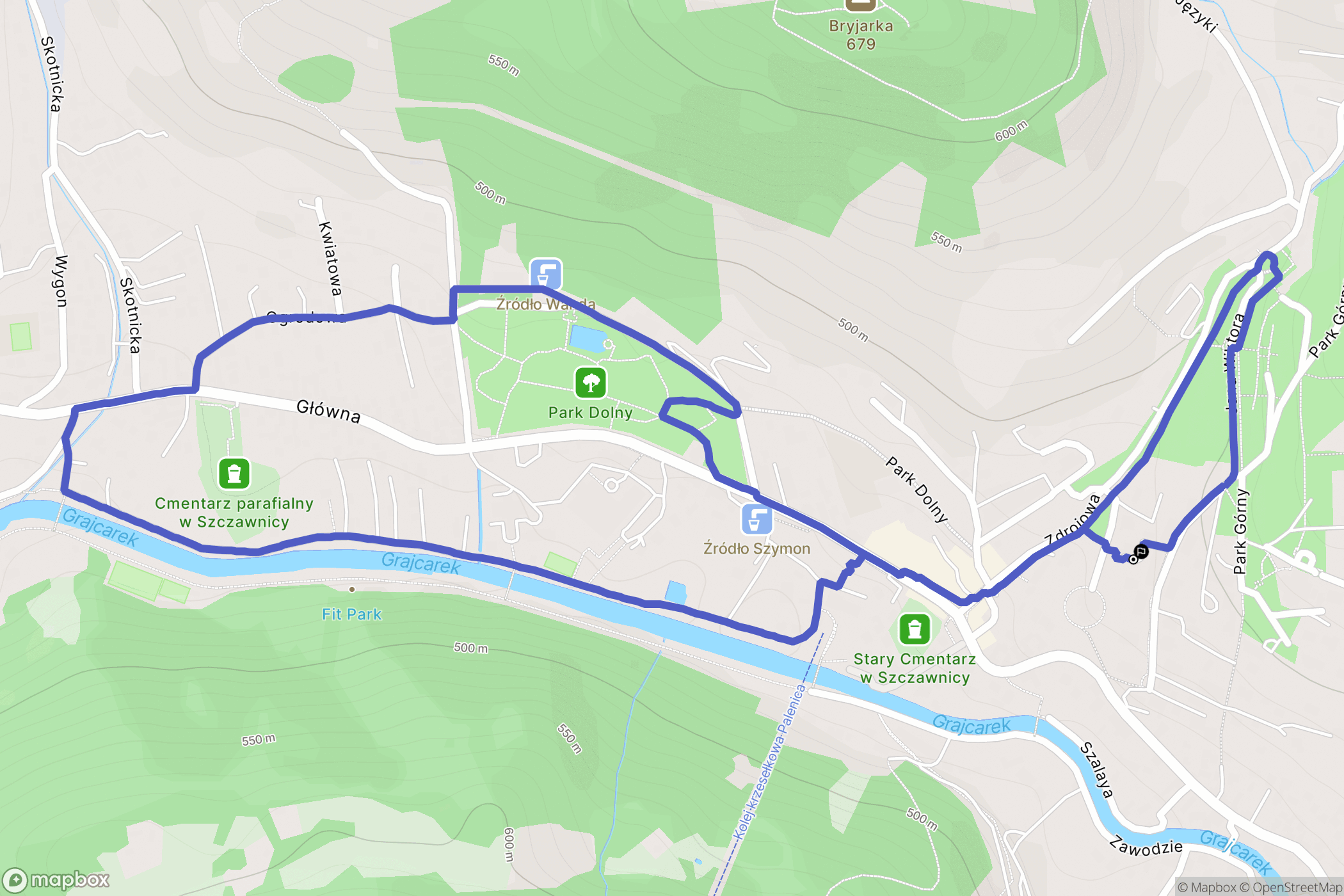 Szczawnica: mapa trasy - Poland