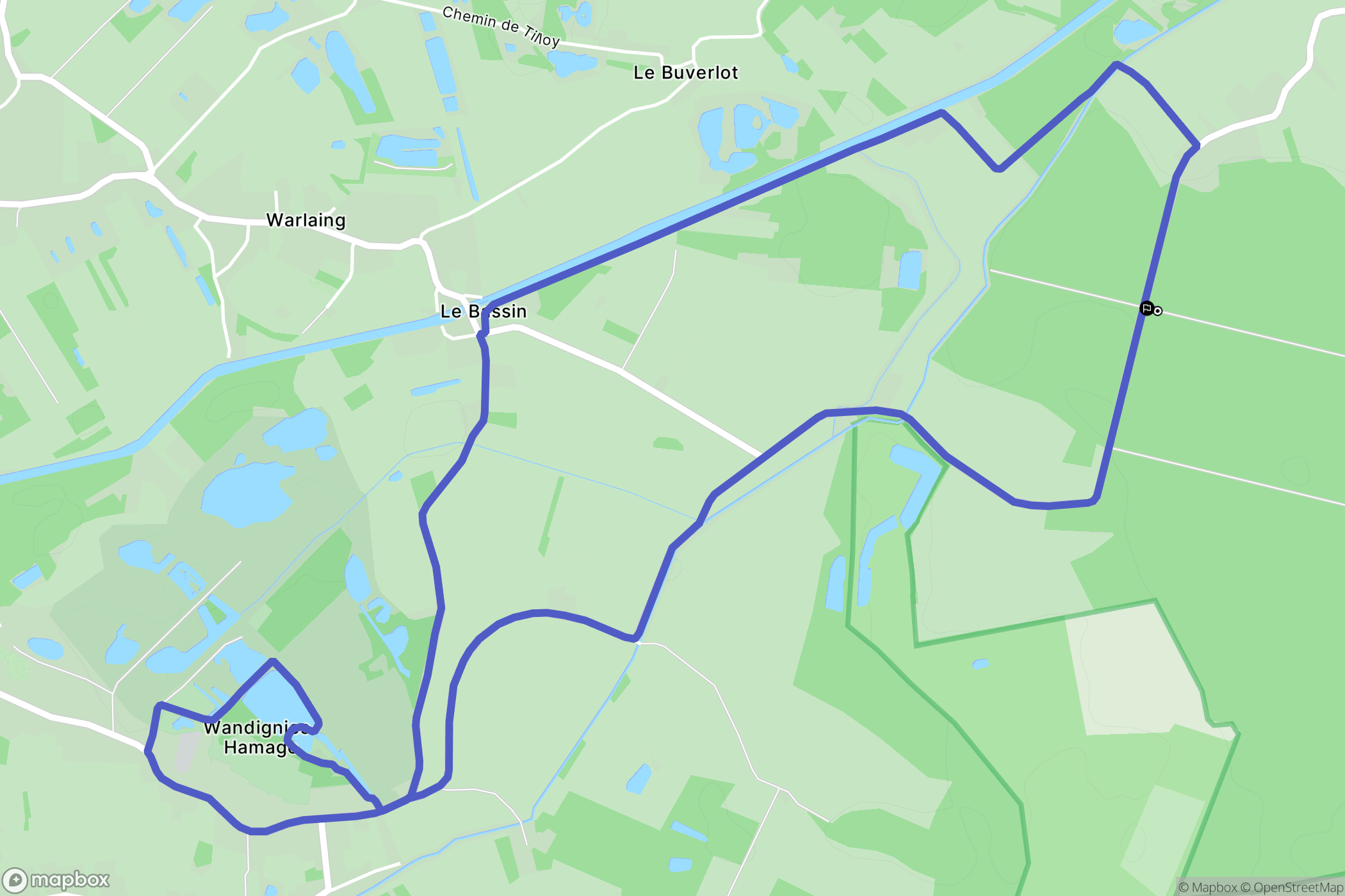 Hasnon : carte du parcours de randonnée - France