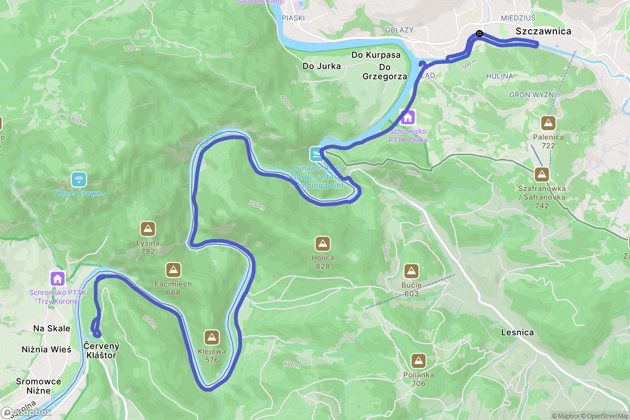 Szczawnica: mapa trasy - Poland