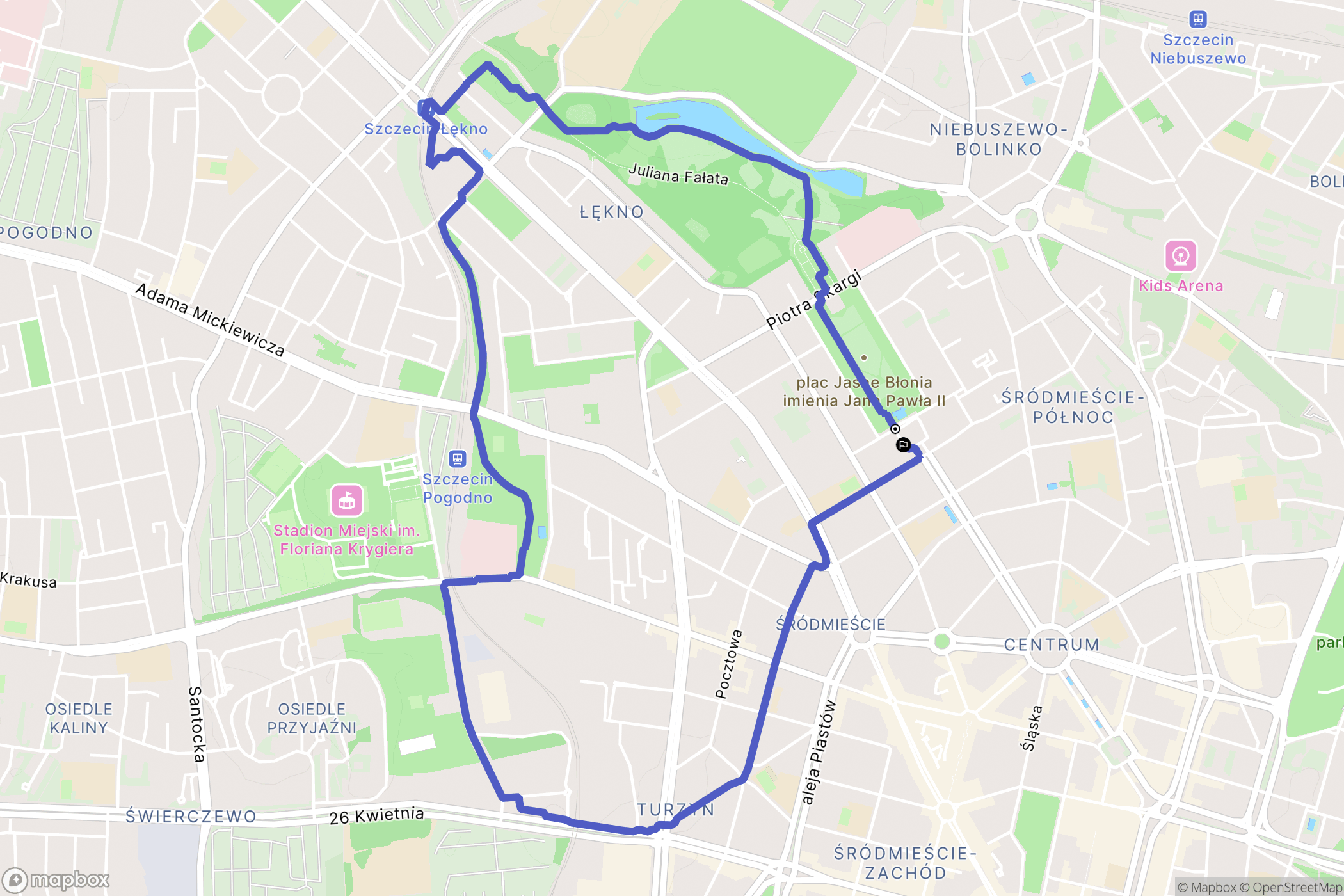 Szczecin: mapa trasy - Poland