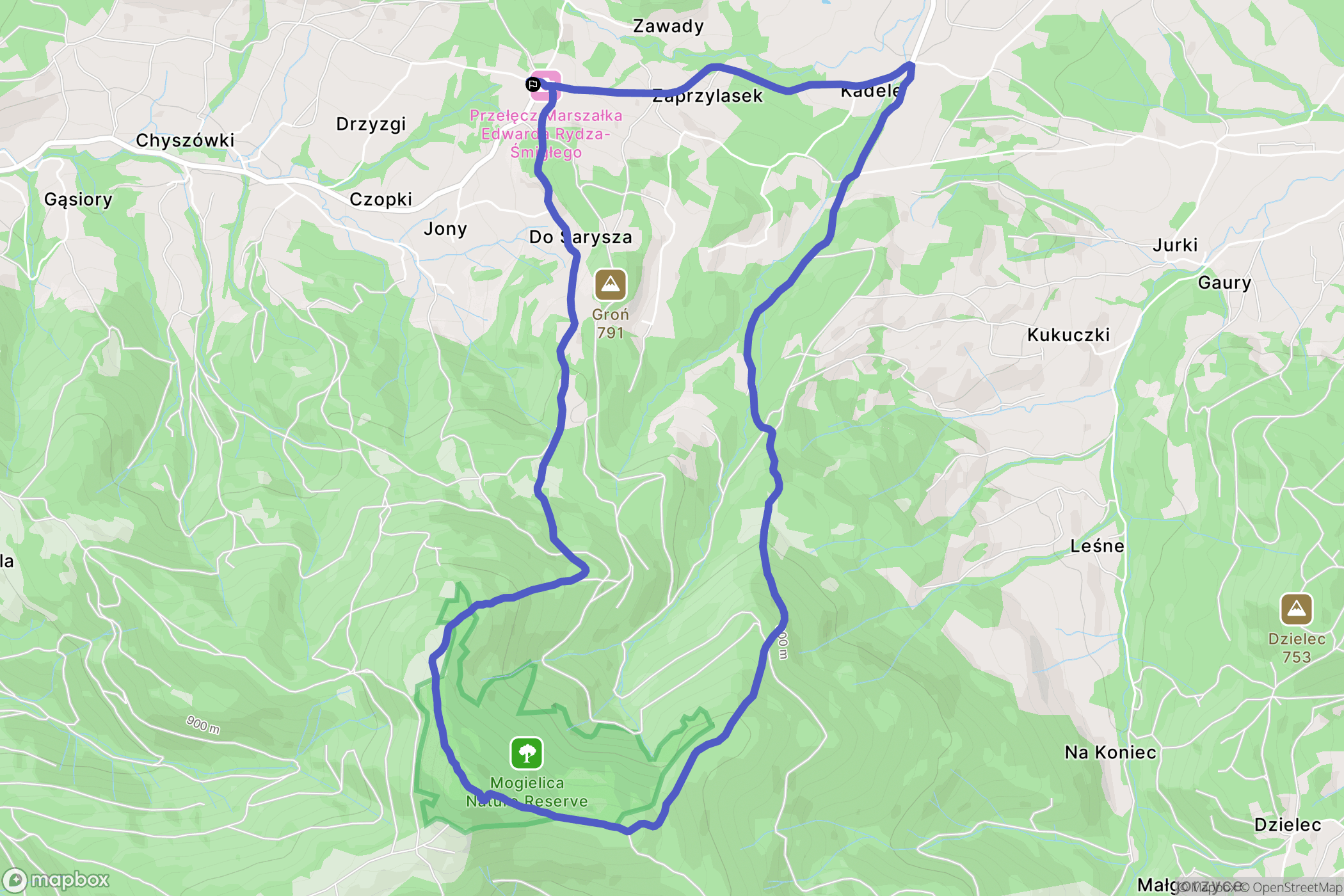 Chyszówki: mapa trasy - Poland