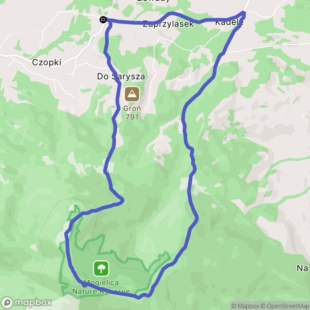 Chyszówki: mapa trasy - Poland