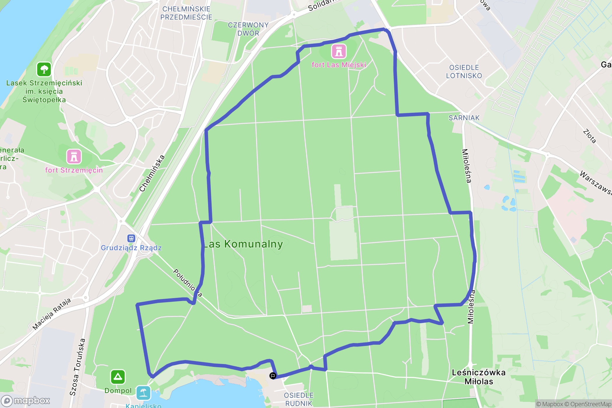 Grudziądz: mapa trasy - Poland