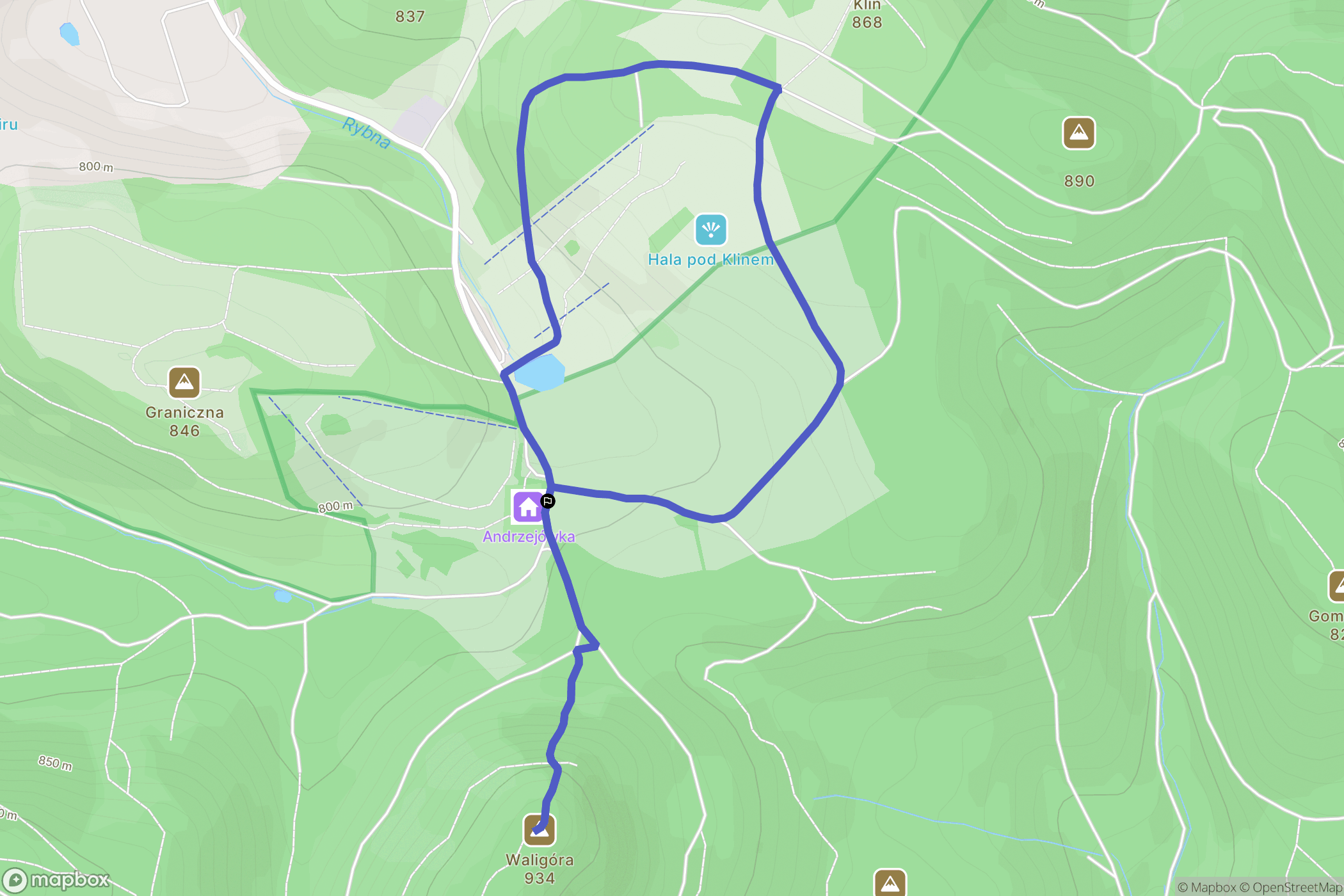 Rybnica Leśna: mapa trasy - Poland