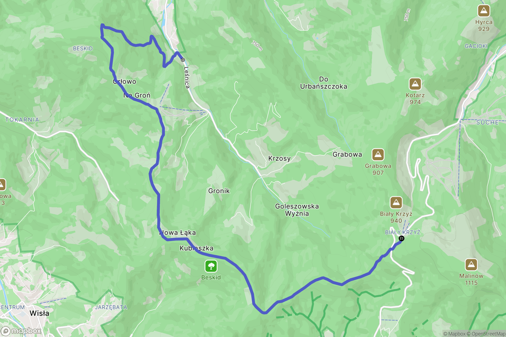 Brenna: mapa trasy - Poland
