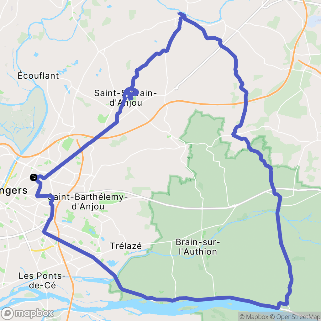 Angers : carte du parcours de randonnée - France