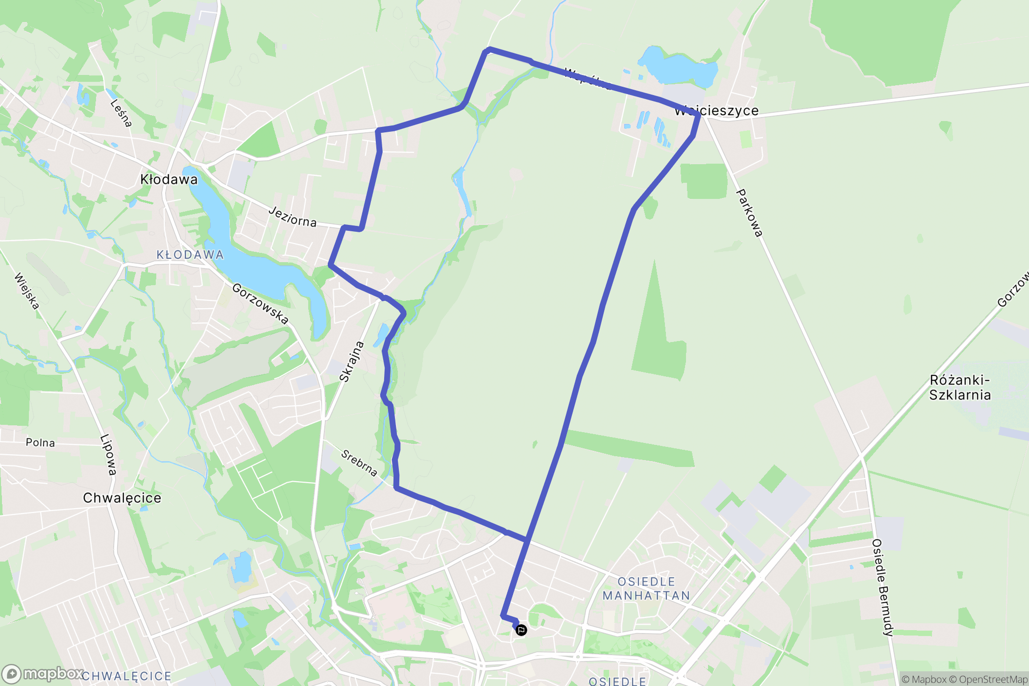 Gorzów Wielkopolski: mapa trasy - Poland