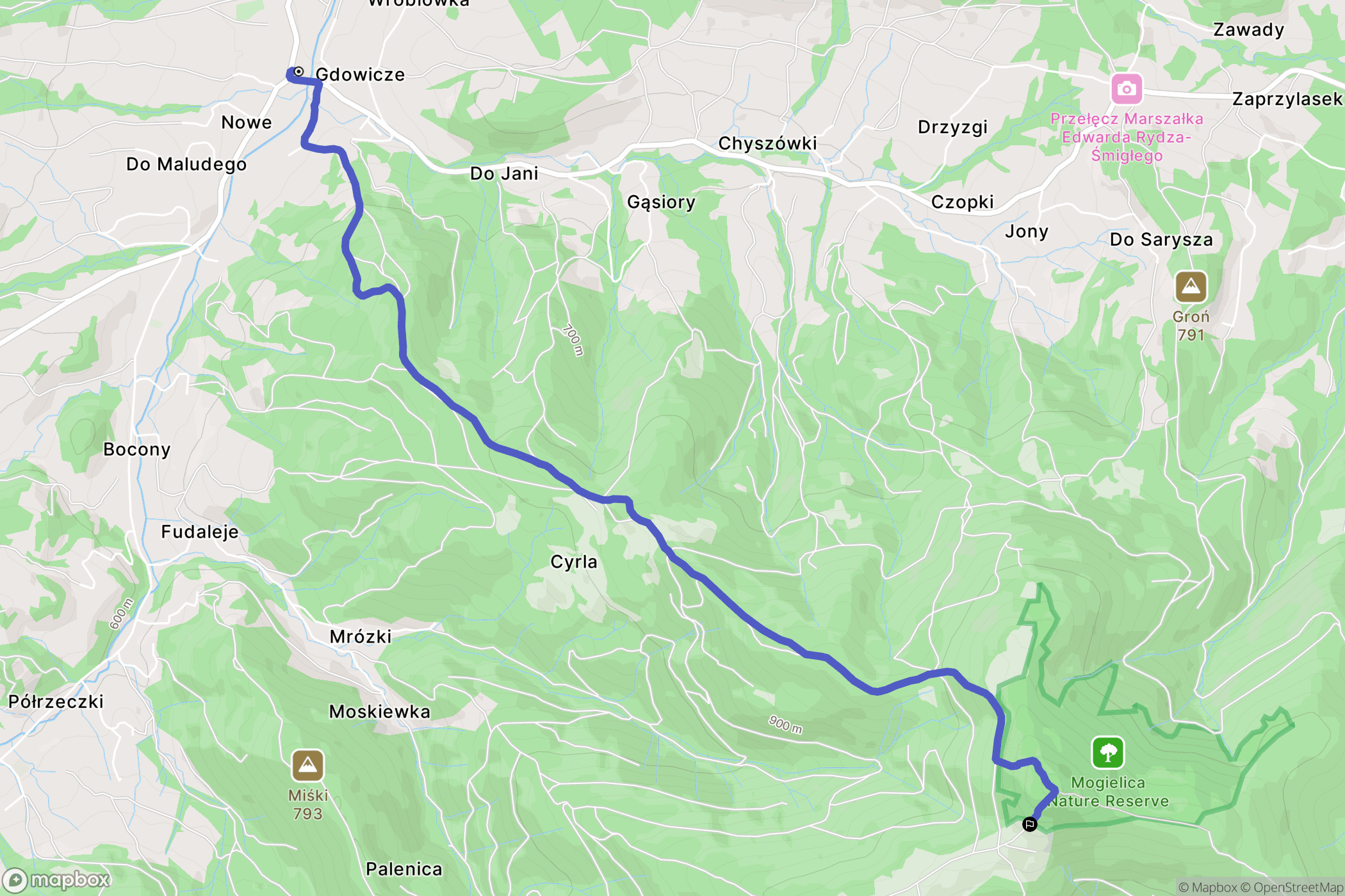 Jurków: mapa trasy - Poland
